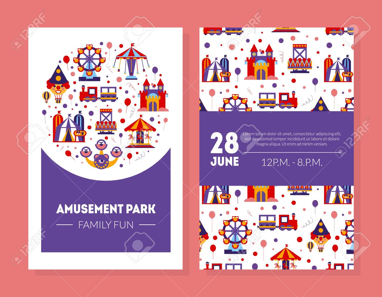 Amusement Park Family Fun Card, Summer Fair Poster Template With In Summer Fair Flyer Template