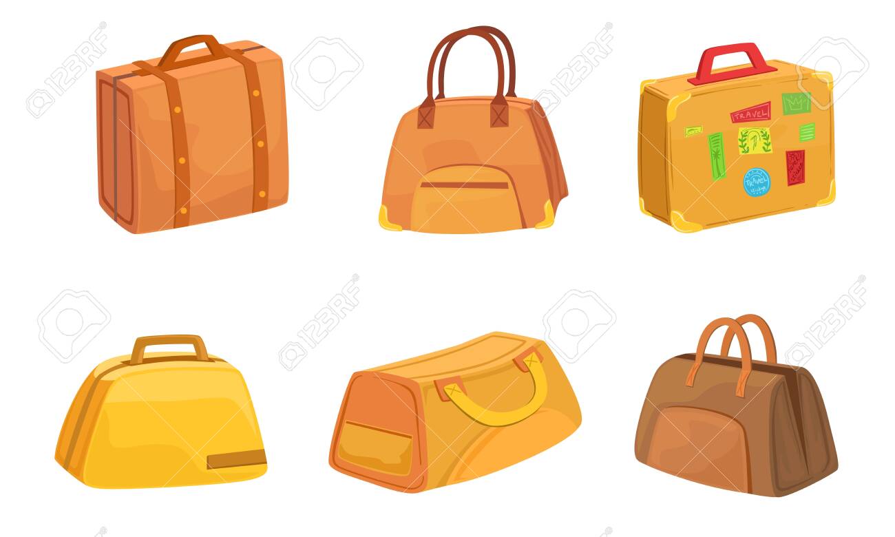 Collection of Suitcases Set, Leather Bags for Travel Vector Illustration on White Background. - 130827619 Collection of Suitcases Set, Leather Bags for Travel Vector Illustration on White Background. - 130827619