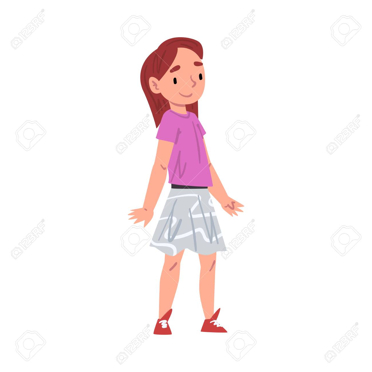 Cute Girl Character Wearing Casual Clothes Cartoon Style Vector Illustration on White Background - 153867782 Cute Girl Character Wearing Casual Clothes Cartoon Style Vector Illustration on White Background - 153867782