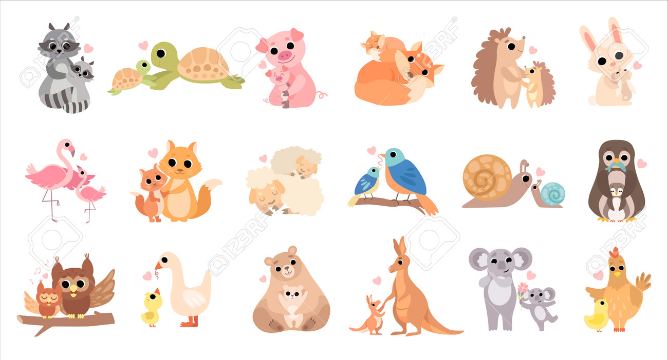 Desenho Da Família Bonito Da Raposa, Da Mãe E Dos Dois Raposa