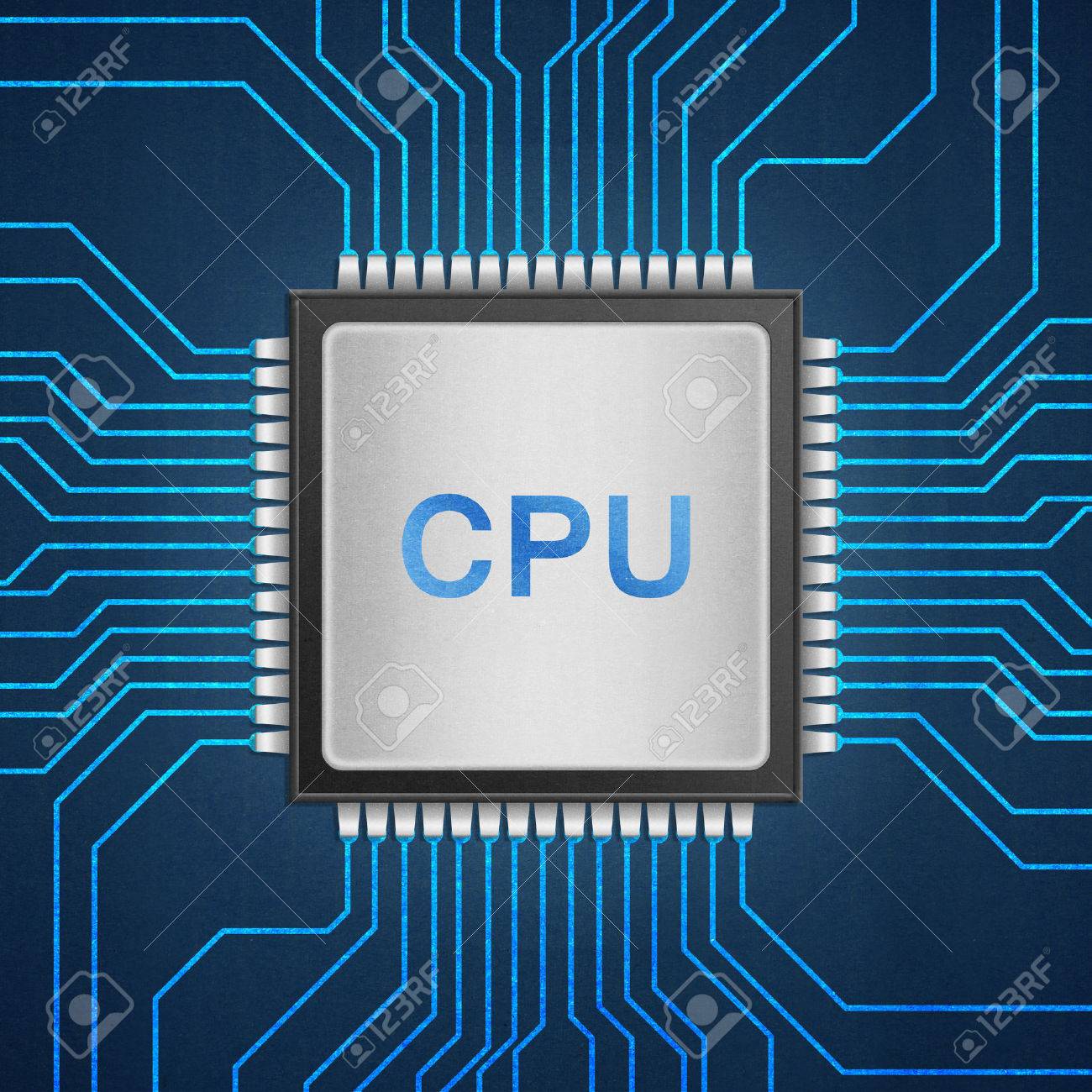 Immagini Stock Isolato Carta Tagliata Di Chip Della Cpu Sul Circuito Blu E La Tecnologia Di Processore Centrale Del Computer Circuito Sulla Scheda Madre Image 27838598