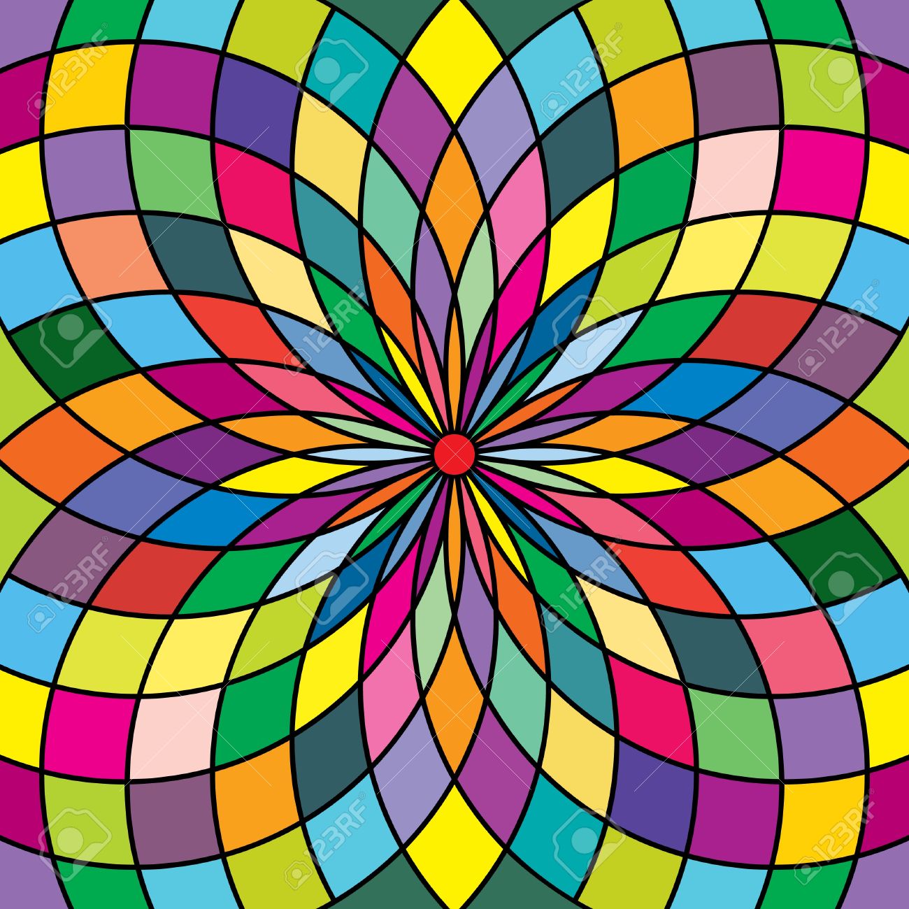 シームレスな背景パターン ステンド グラスの様式 花のモチーフ のイラスト素材 ベクタ Image