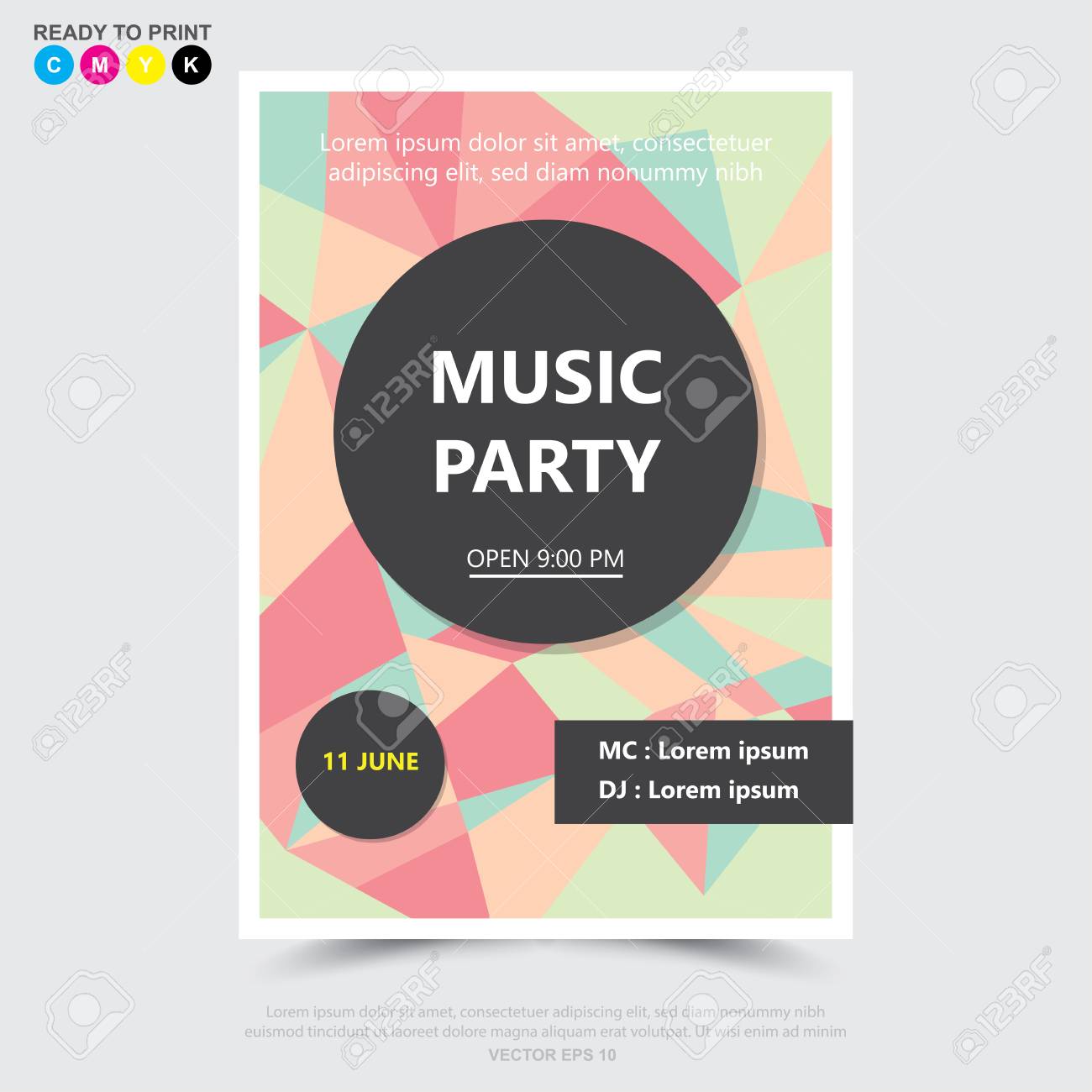 party music poster brochure flyer design template ロイヤリティ