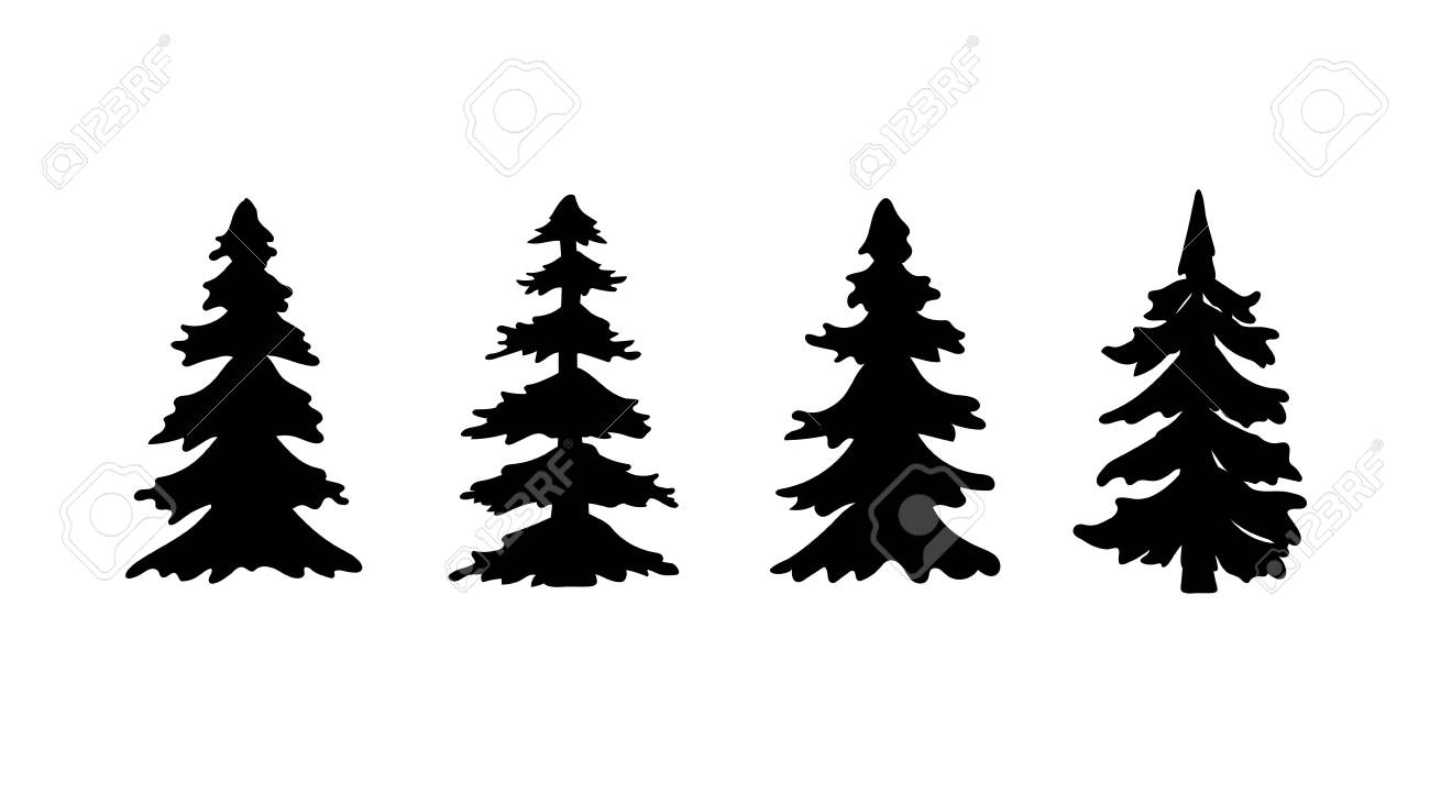 Set Of Silhouette Pine Tree Or Christmas Tree Vector Illustration Royalty Free Cliparts Vectors And Stock Illustration Image 126033793
