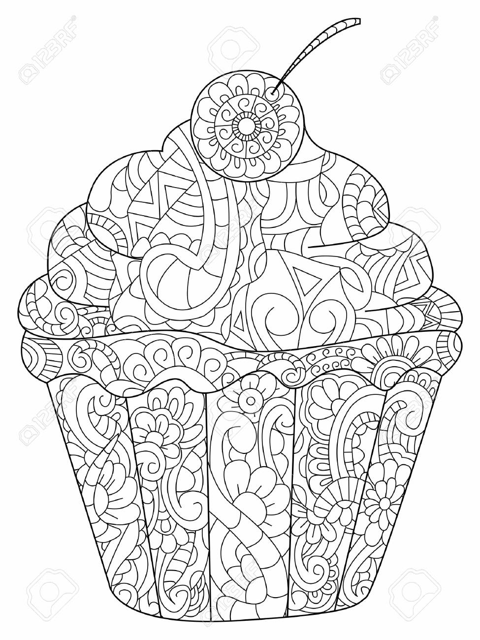 livre de coloriage gateau pour l illustration des adultes colorant anti stress adulte produits boulangerie style creme lignes noires et blanches motif dentelle cerise clip art libres lettre m