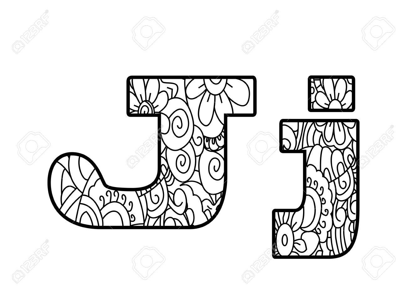 Alfabeto Anti Libro De Colorear La Ilustracion Vectorial Letra J Ilustraciones Vectoriales Clip Art Vectorizado Libre De Derechos Image 70729838