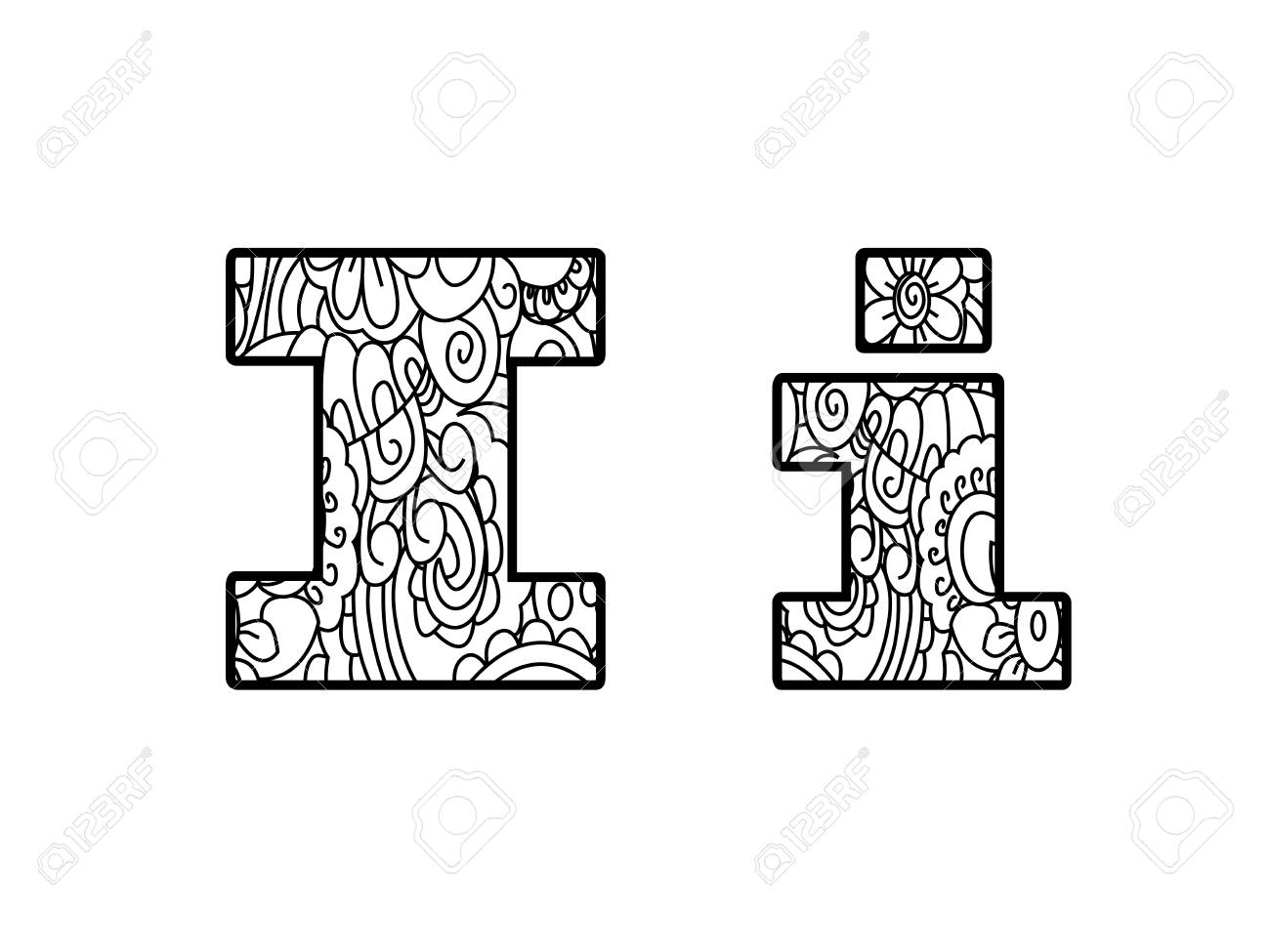 Anti Coloring Book Alphabet, The Letter I Raster Illustration Stock ... Anti Coloring Book Alphabet, The Letter I Raster Illustration Stock ...