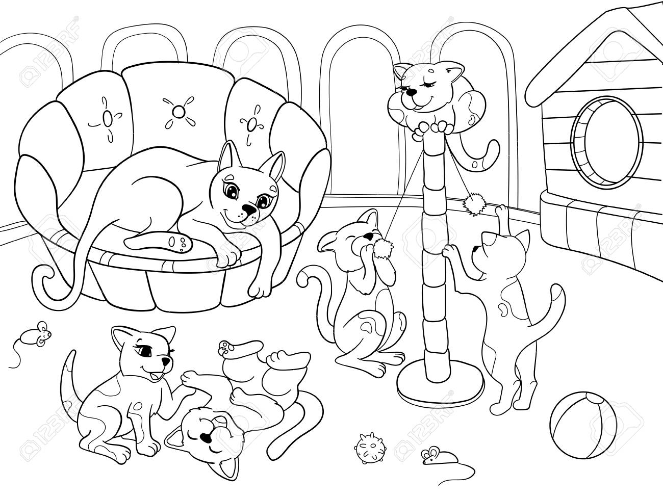 Featured image of post Familia De Gatitos Para Colorear