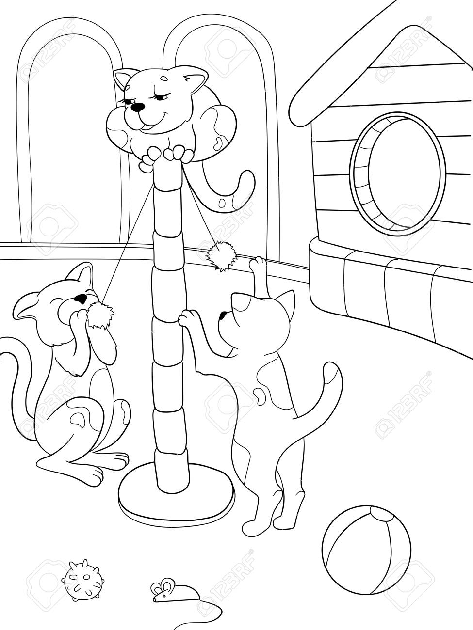 Familia De La Historieta Del Libro De Colorear De Los Ninos En La Naturaleza Gato Y Gatitos Ninos Ilustraciones Vectoriales Clip Art Vectorizado Libre De Derechos Image 83686617 Para que las familias nos aporten su granito, les mandamos un dibujo de una hoja y con sus hijos/as deberían de decorarla. familia de la historieta del libro de colorear de los ninos en la naturaleza gato y gatitos ninos