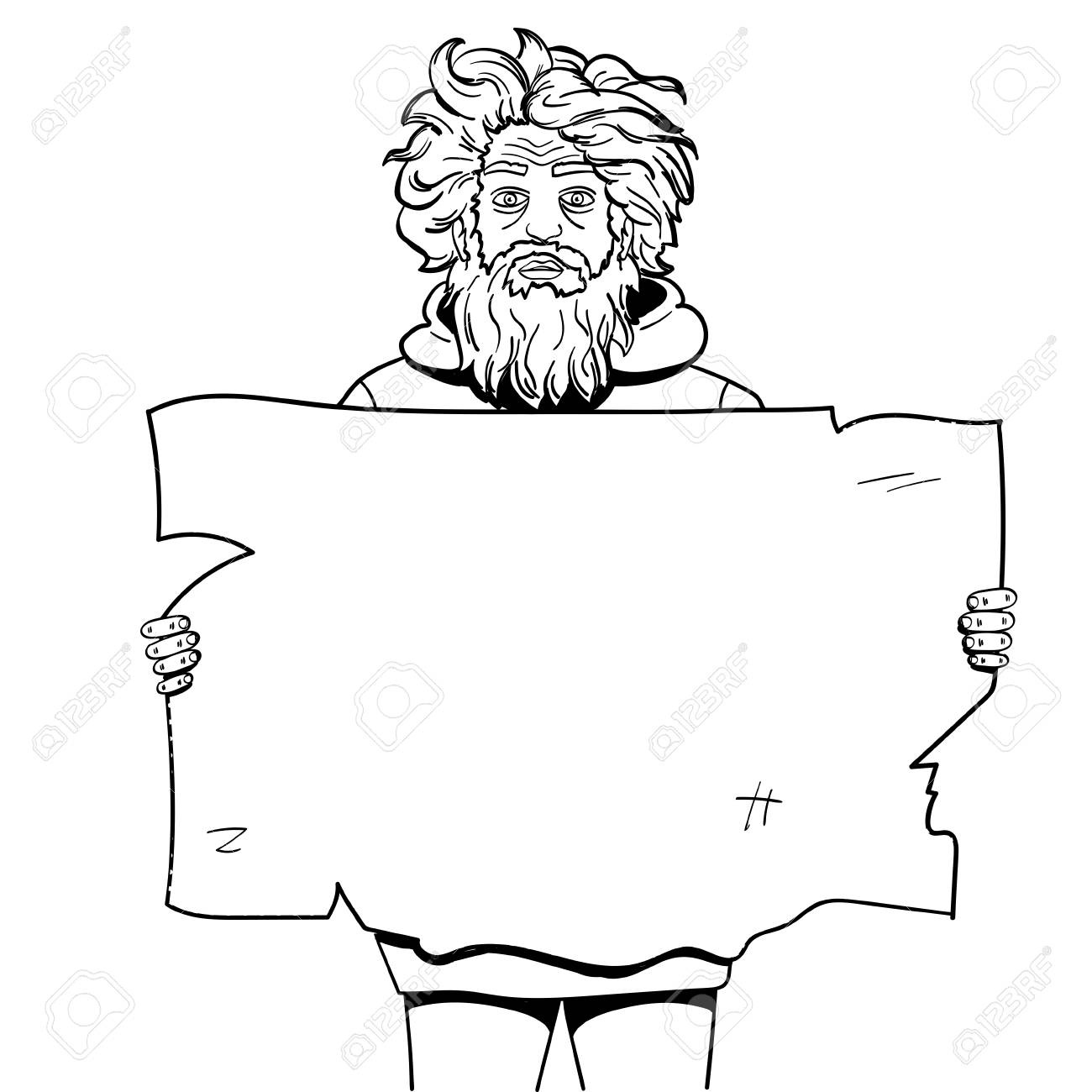 Homeless Man With Paper Sign Style Vector Illustration Comic Royalty Free Cliparts Vectors And Stock Illustration Image