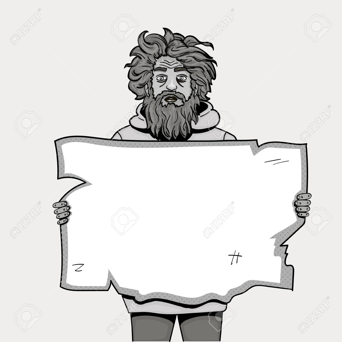 Homeless Man With Paper Sign Pop Art Style Illustration Comic Royalty Free Cliparts Vectors And Stock Illustration Image