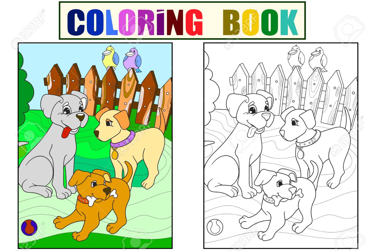 Childrens Color And Coloring Book Cartoon Family On Nature. Mom - Childrens Color And Coloring Book Cartoon Family On Nature. Mom