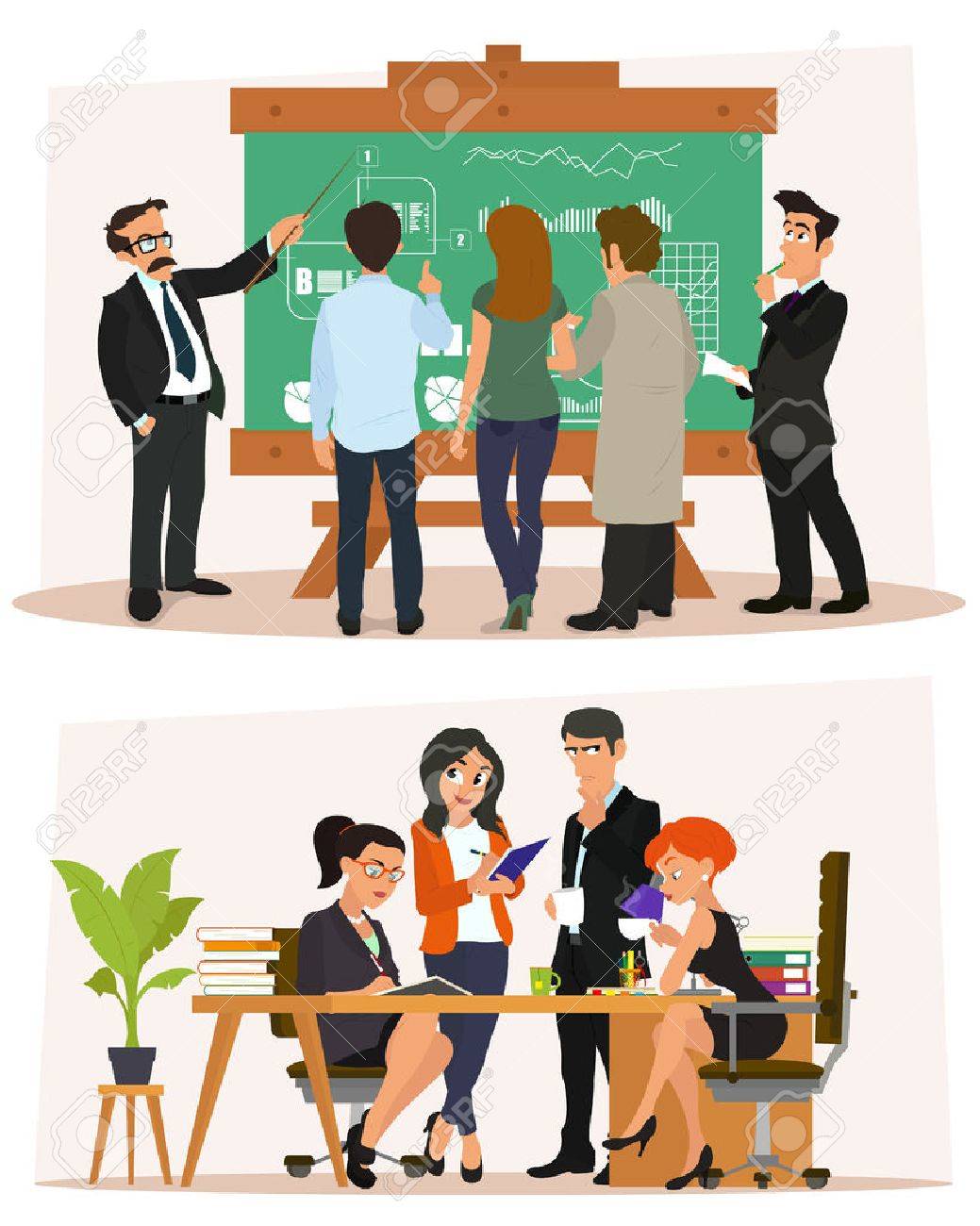 business characters scene business meeting in the office study