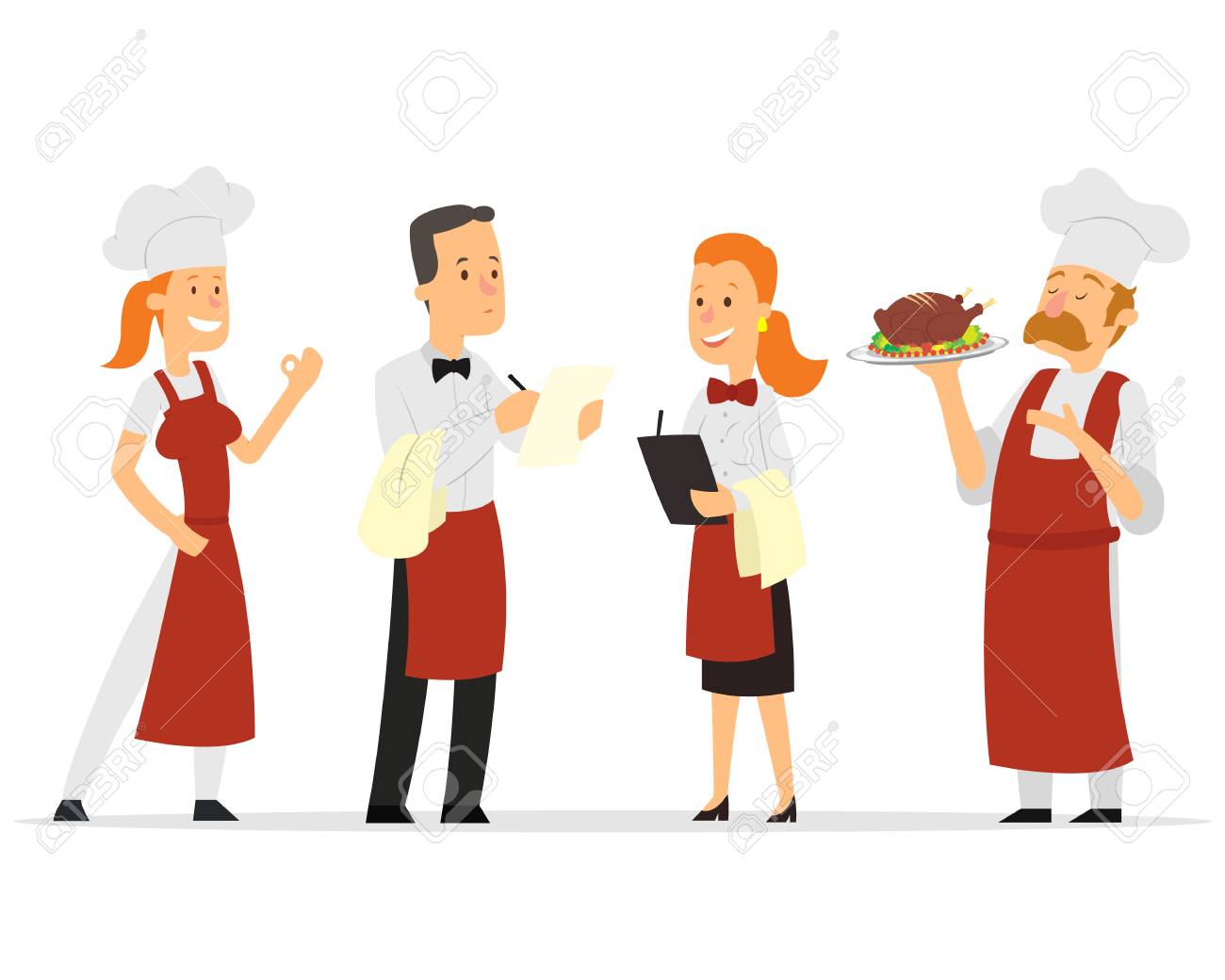 Restaurant Staff Characters Design. Include Chef, Assistants, Manager ,  Waitress . Professionals Team. Vector Illustration Royalty Free Cliparts,  Vectors, And Stock Illustration. Image 112090551.