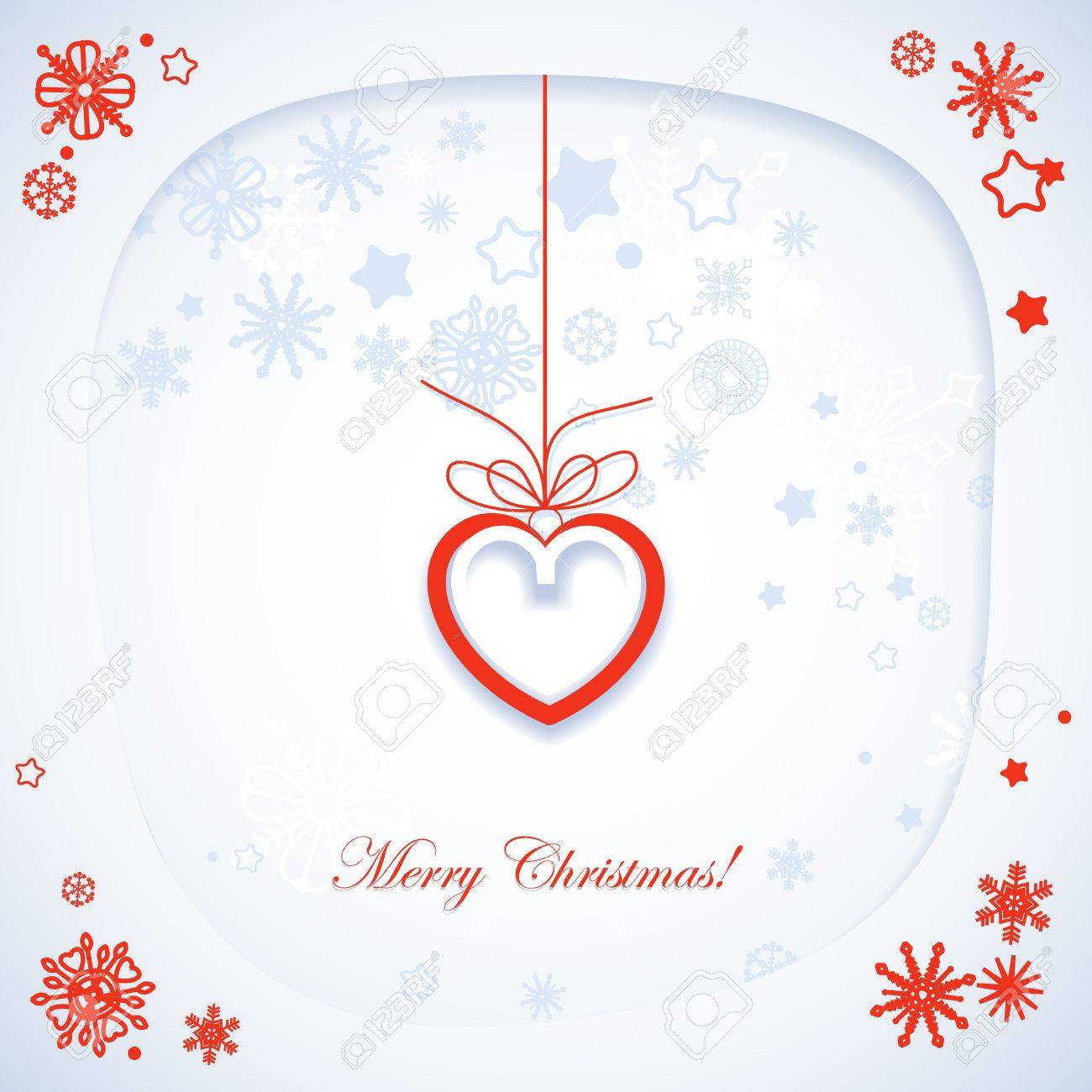 romantic christmas card white paper frame and heart vector romantic christmas cards