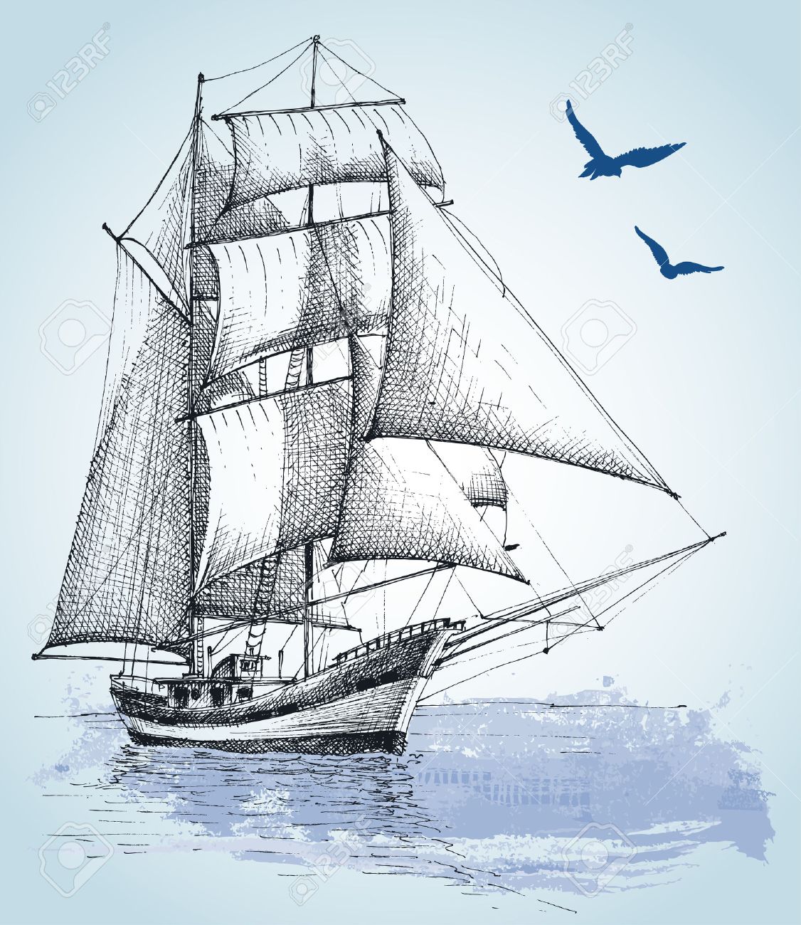 Boat Drawing Sailboat Vector Sketch Royalty Free Cliparts Vectors And Stock Illustration Image 61109964