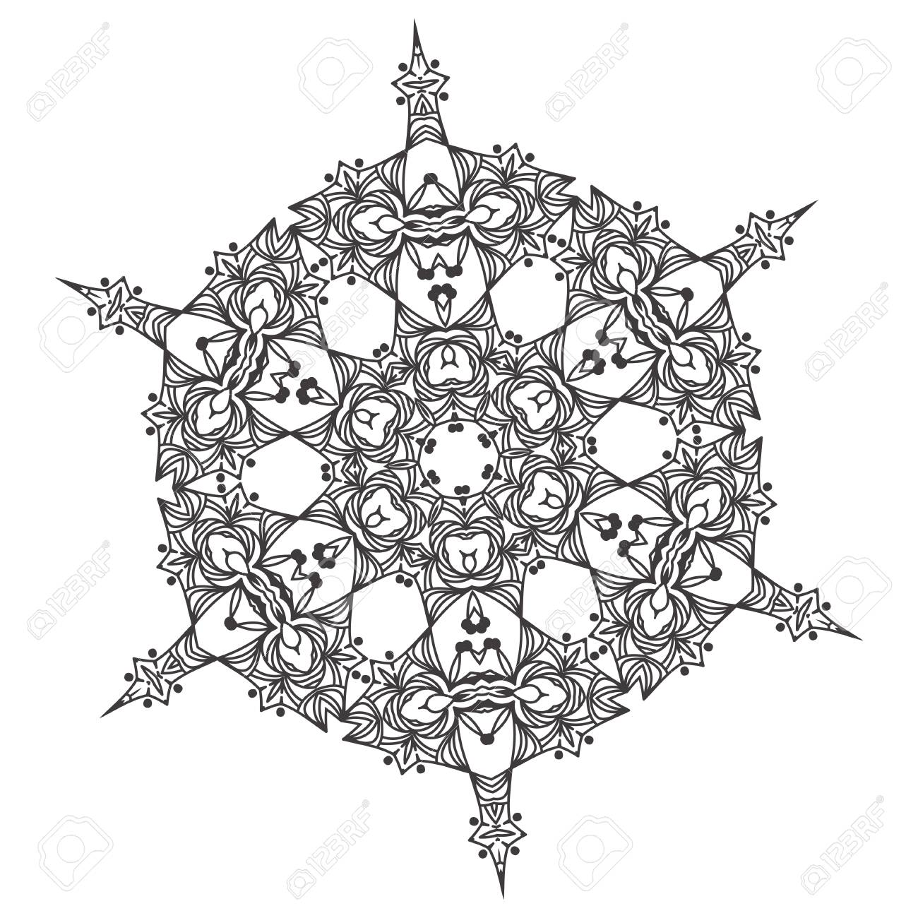 Abstract Lace Snowflake Mandala Ornament - Coloring Page For ...