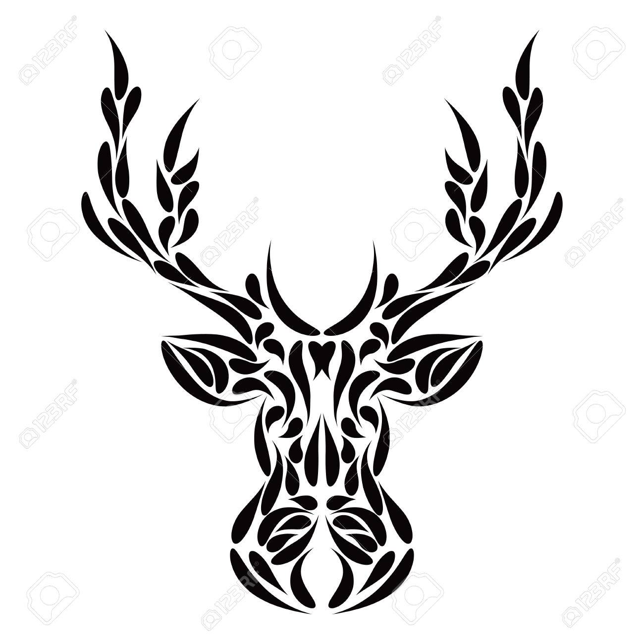 abstract symmetric deer head ornament tribal tattoo vector abstract symmetric deer head ornament tribal tattoo vector