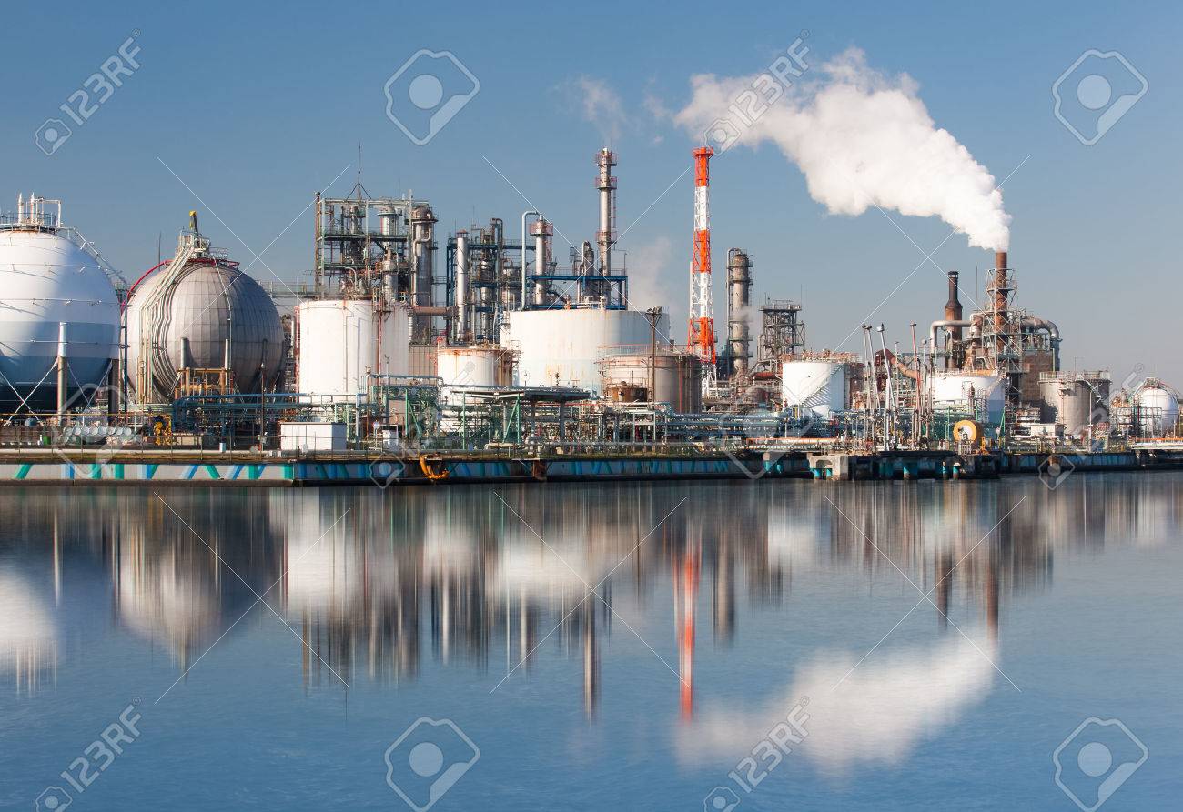 Industrial view at oil refinery plant form industry zone - 51996477 Industrial view at oil refinery plant form industry zone - 51996477
