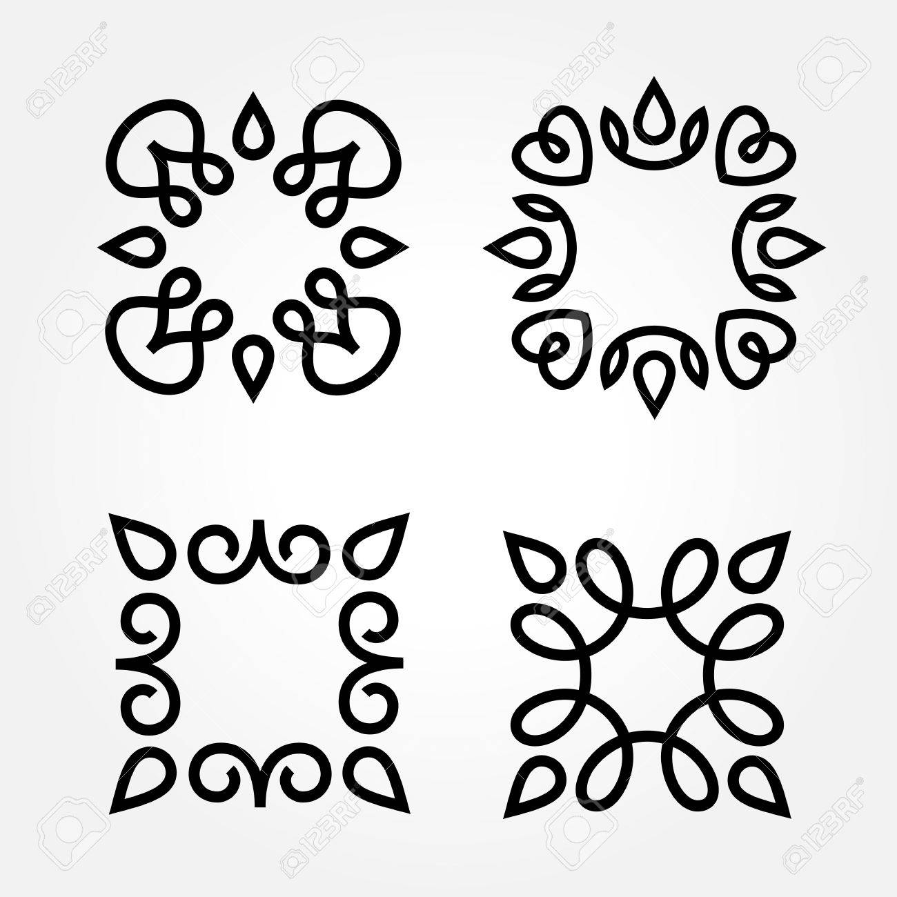 シンプルで優雅なモノクロ モノグラム デザイン テンプレートをエレガントなラインアート ロゴのデザイン要素 ベクトル イラストのセット のイラスト素材 ベクタ Image