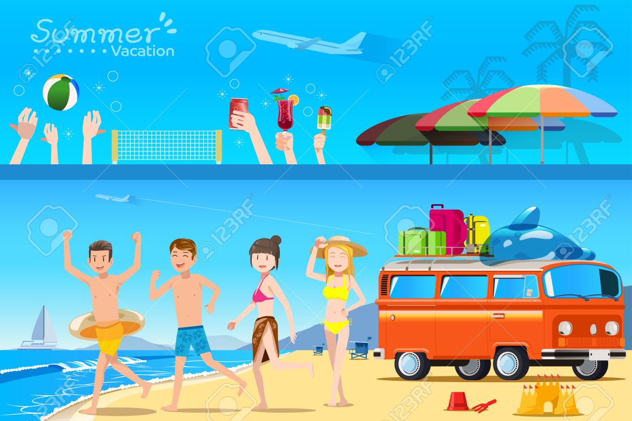 Illustration Teenage Tourism Of The Activities On The Beach Royalty Free Cliparts Vectors And Stock Illustration Image
