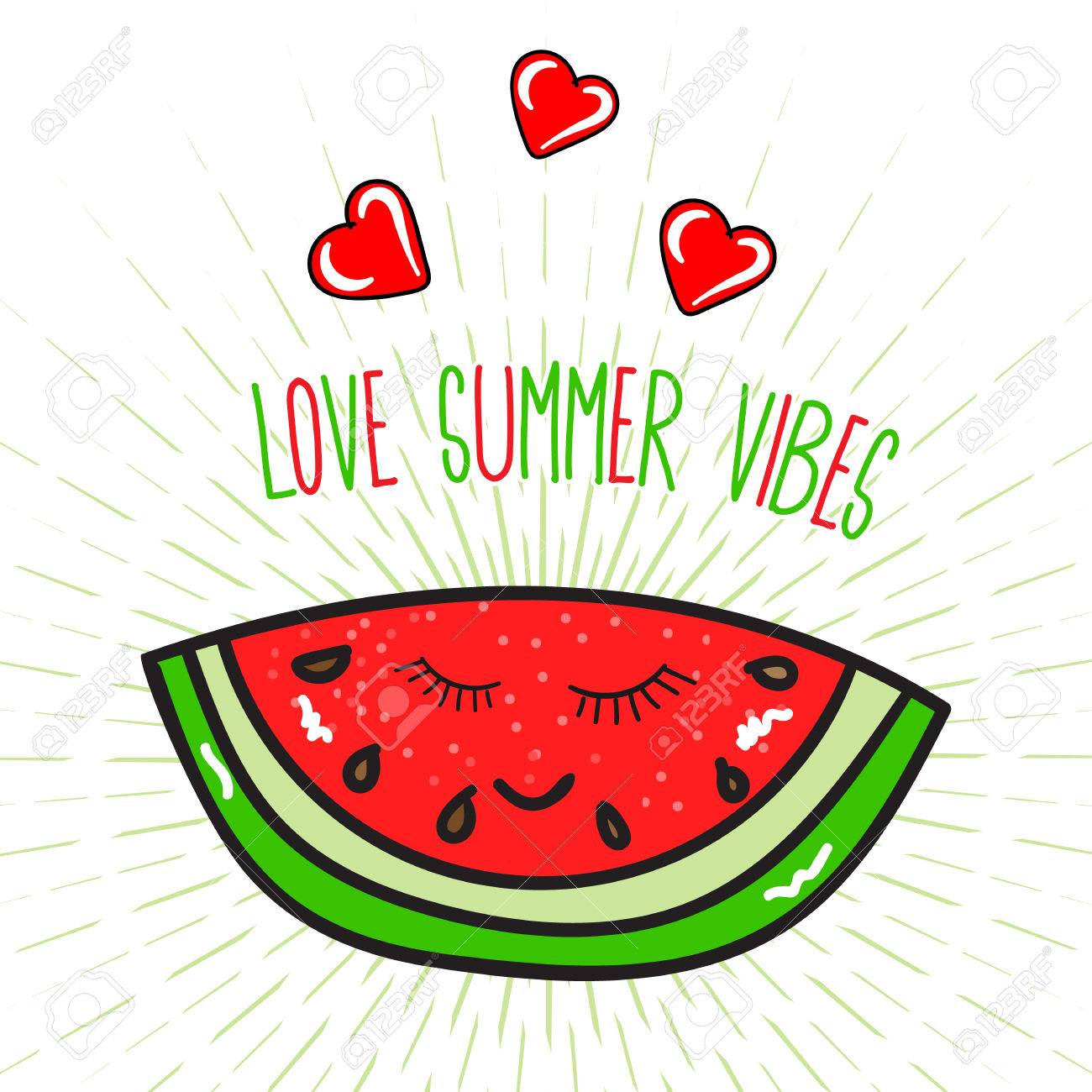 Download Love Summer Vibes Lettering Poster With Watermelon Royalty Free Cliparts Vectors And Stock Illustration Image 79650751