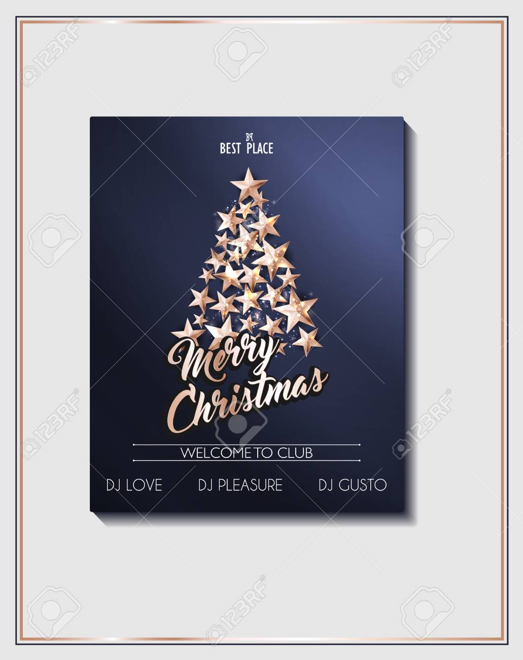 christmas poster template with christmas tree of cutout shining