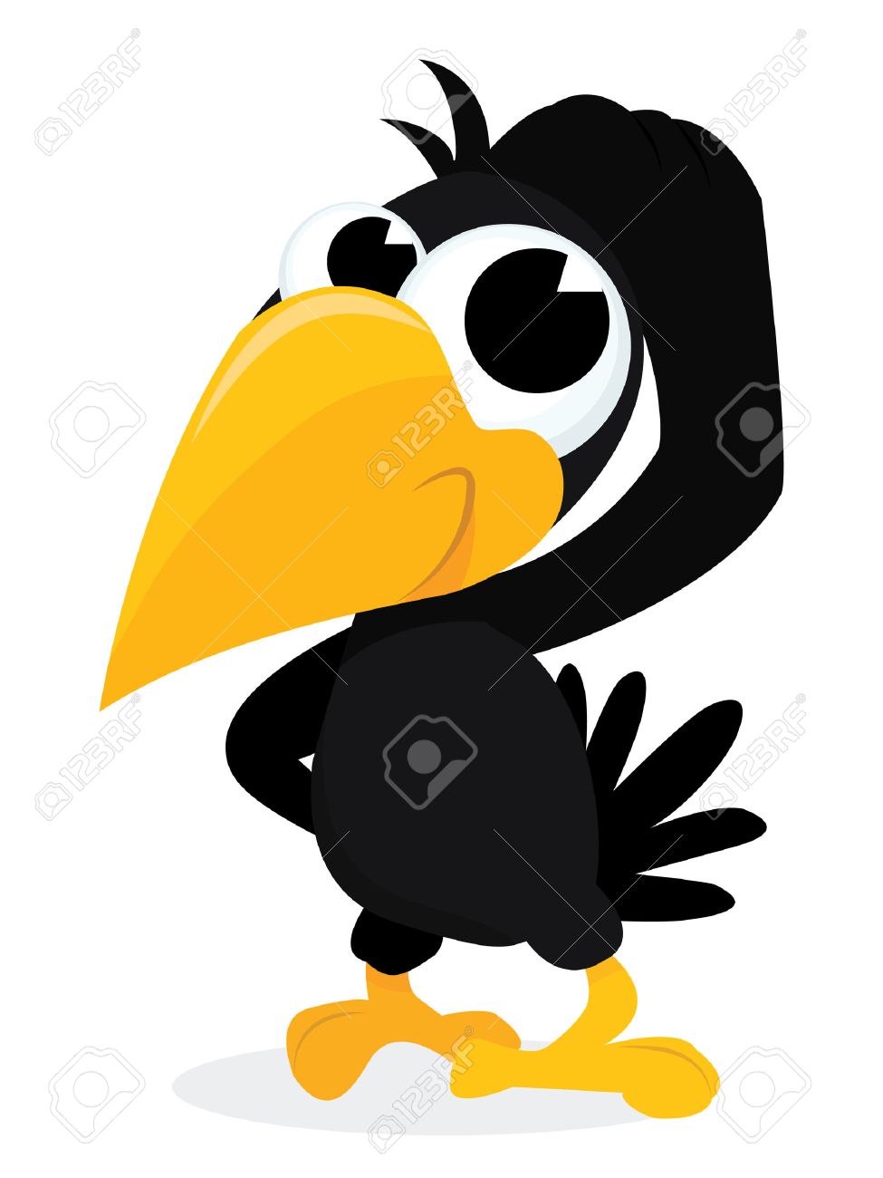 その頭を悩まかわいいカラスの漫画のベクトル イラスト のイラスト素材 ベクタ Image