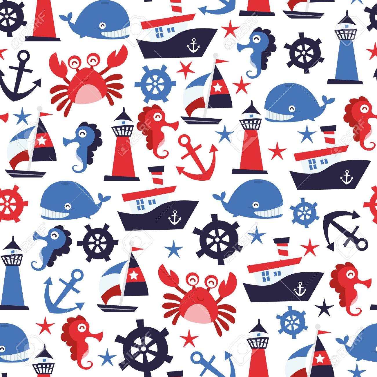 Design Nautical Theme a vector illustration of nautical theme seamless pattern background stock 39709404