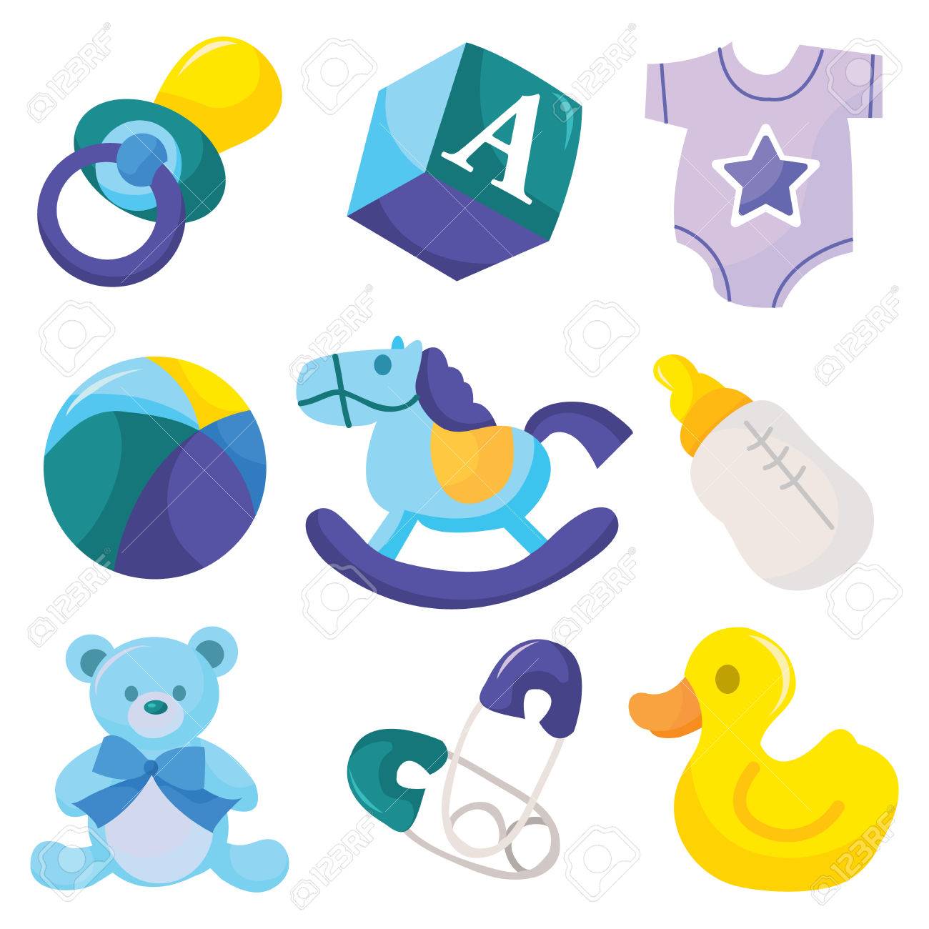 おむつピン おしゃぶりや赤ちゃんのおもちゃのようにかわいい赤ちゃん男の子アイコンのベクター イラストです のイラスト素材 ベクタ Image