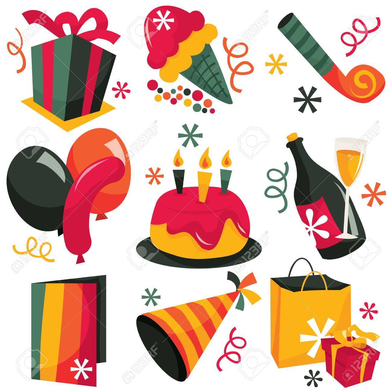 かわいい楽しいレトロの株式ベクトル イラスト セット パーティー クリップアート のイラスト素材 ベクタ Image かわいい楽しいレトロの株式ベクトル イラスト セット パーティー クリップアート のイラスト素材 ベクタ Image