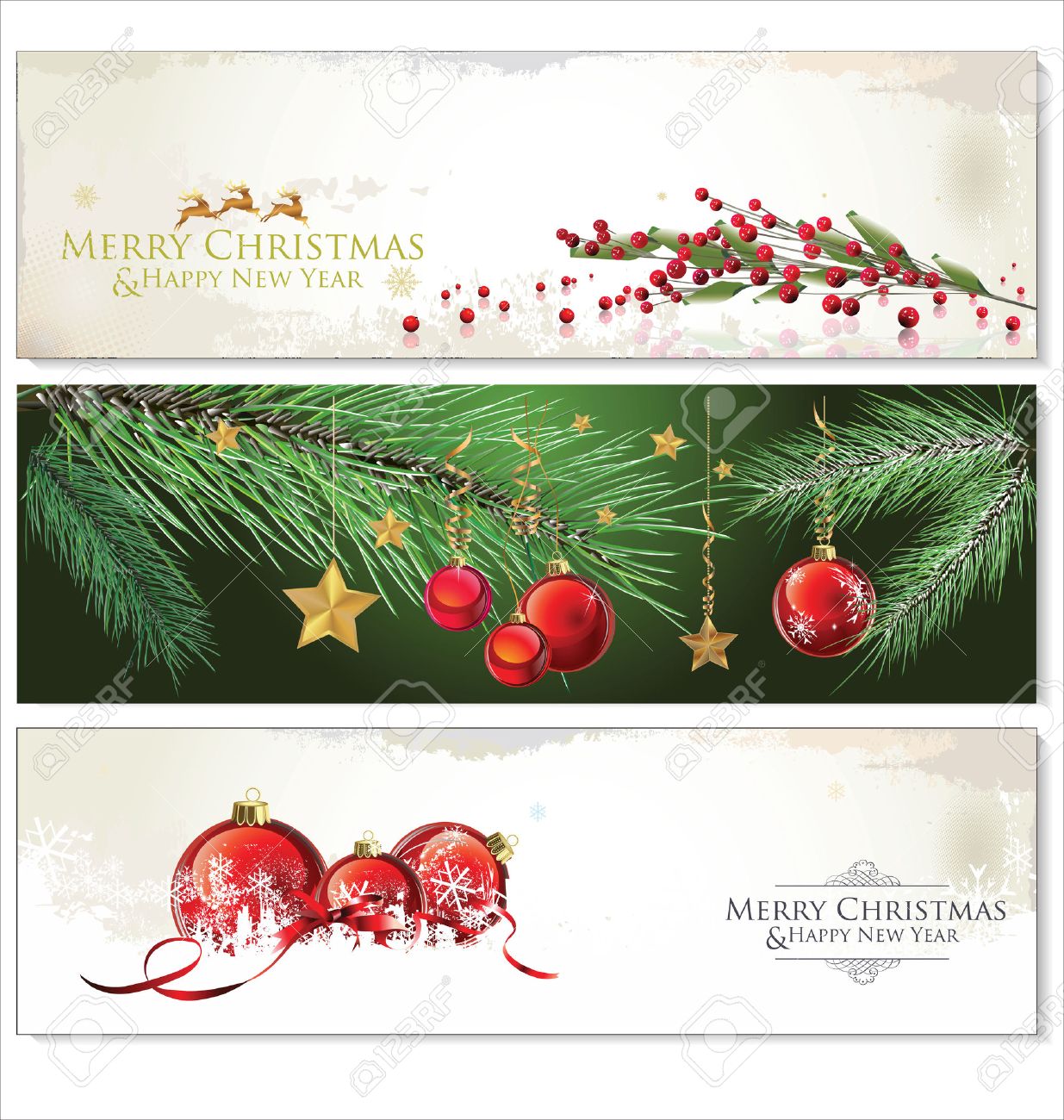 Merry Christmas Banners Set Design Royalty Free Cliparts Vectors And Stock Illustration Image