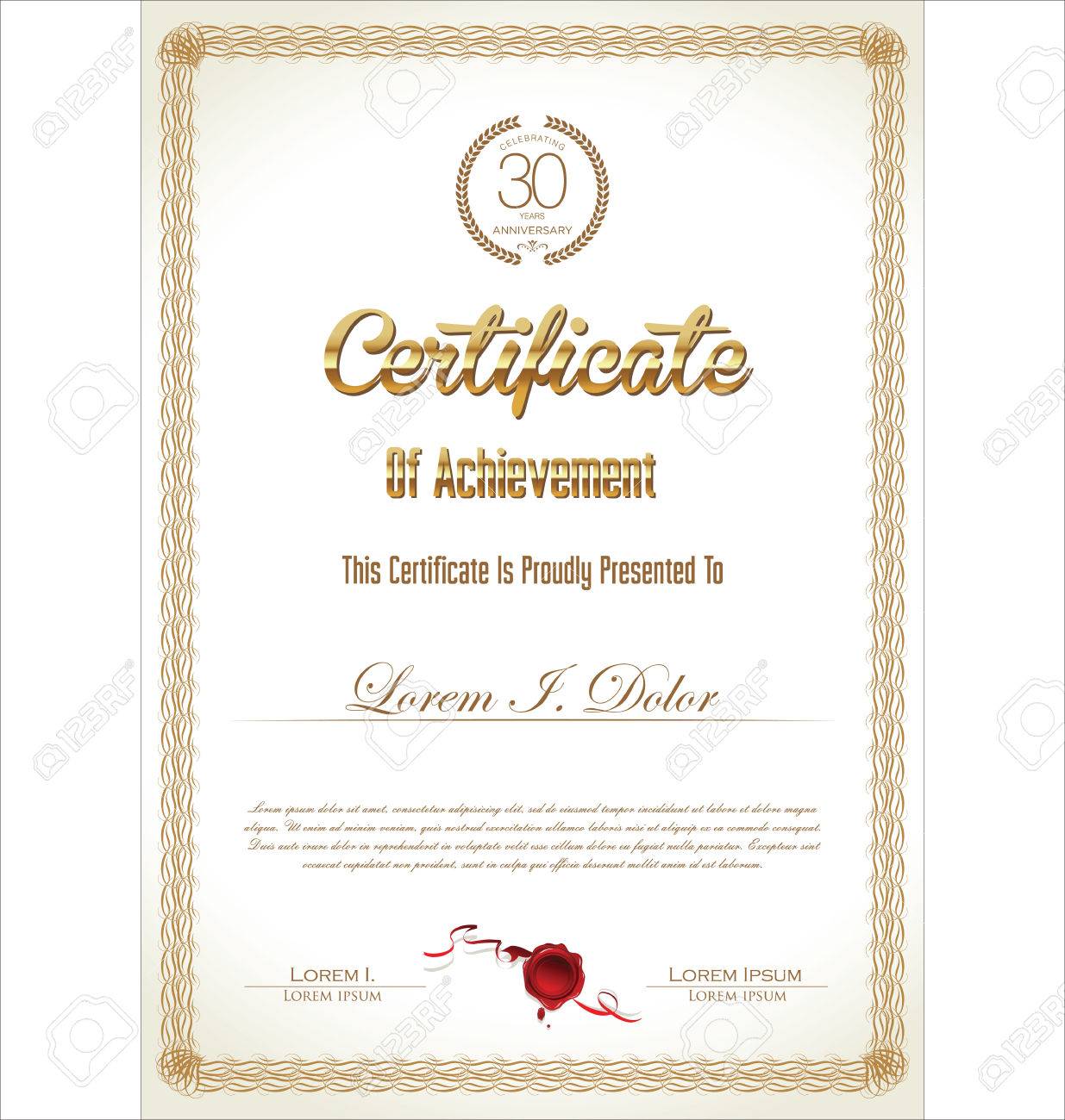 Certificate Template, Set Royalty Free Cliparts, Vectors, And Regarding Anniversary Certificate Template Free