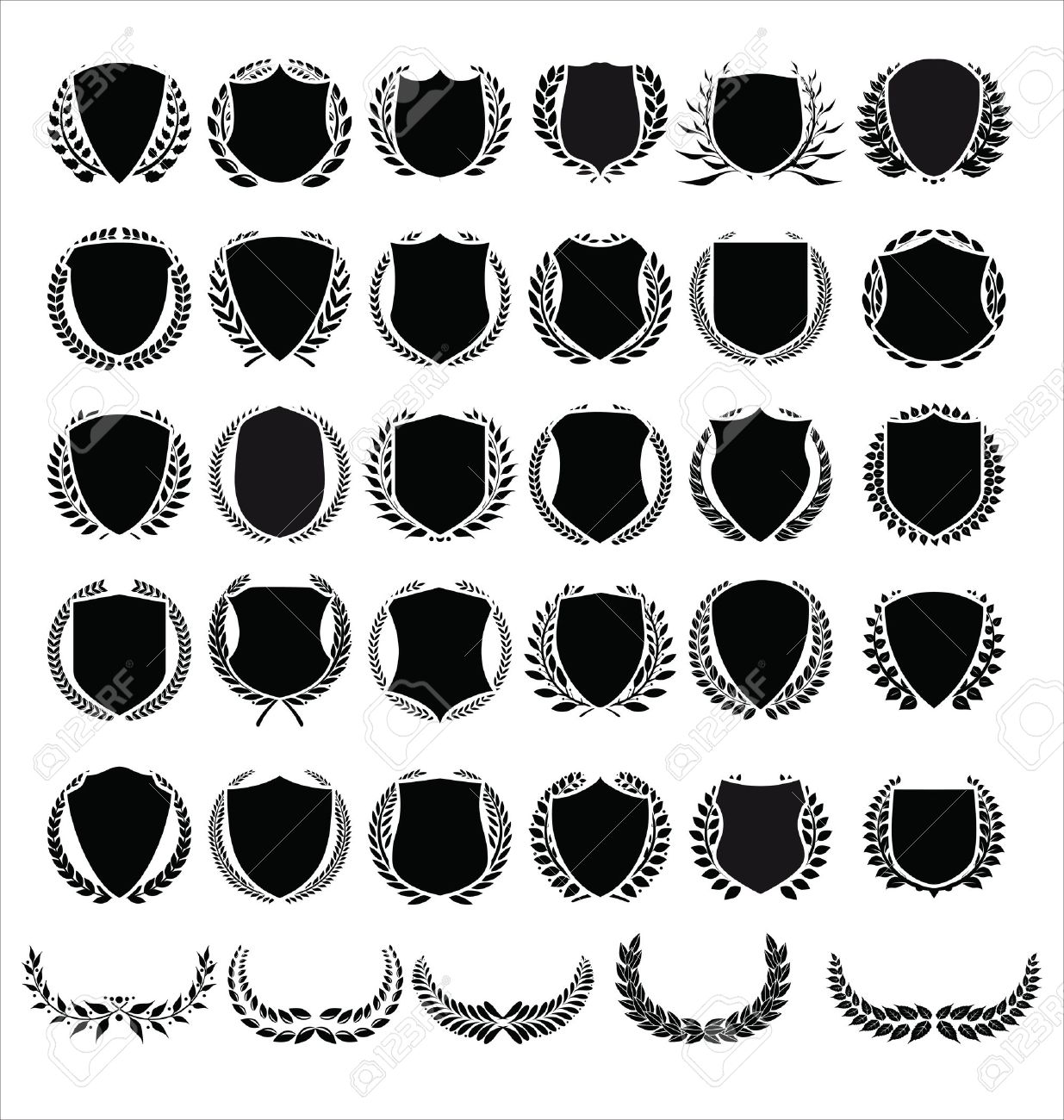 Vector medieval shields and laurel wreaths collection - 42441651 Vector medieval shields and laurel wreaths collection - 42441651