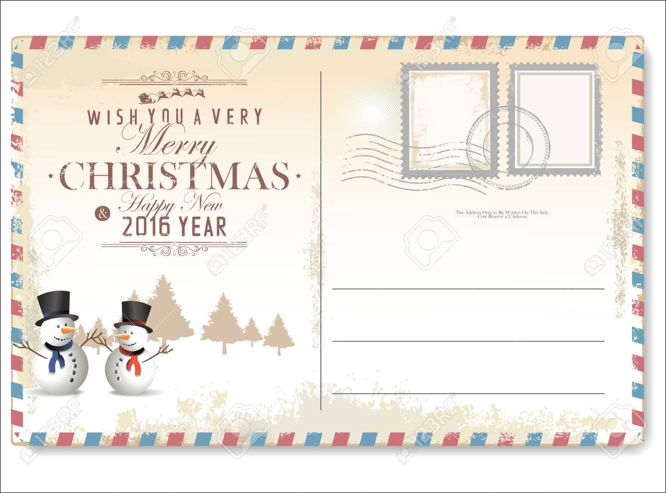 vintage christmas and happy new year holiday postcard royalty free holiday postcard