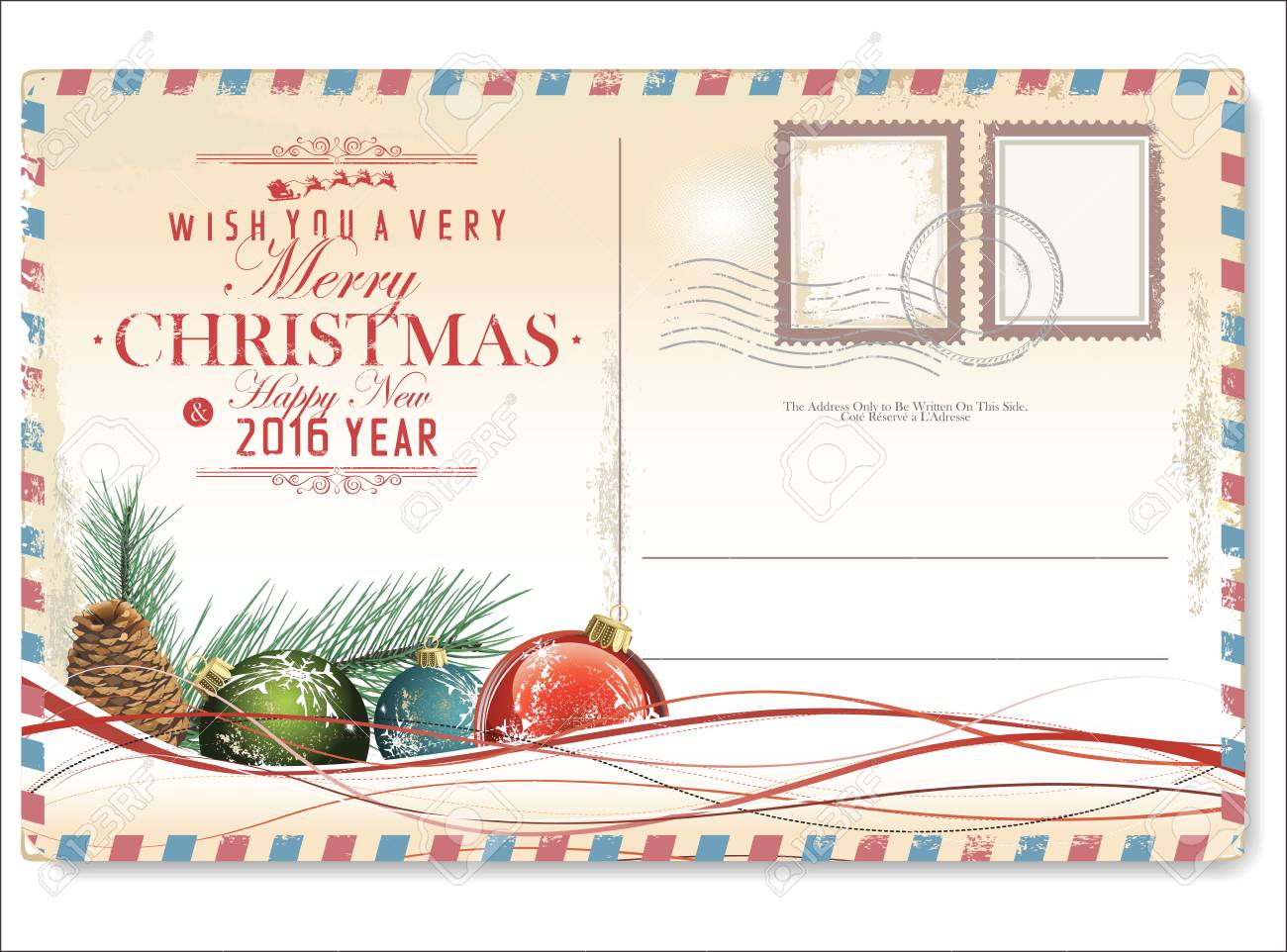 vintage christmas and happy new year holiday postcard royalty free holiday postcard