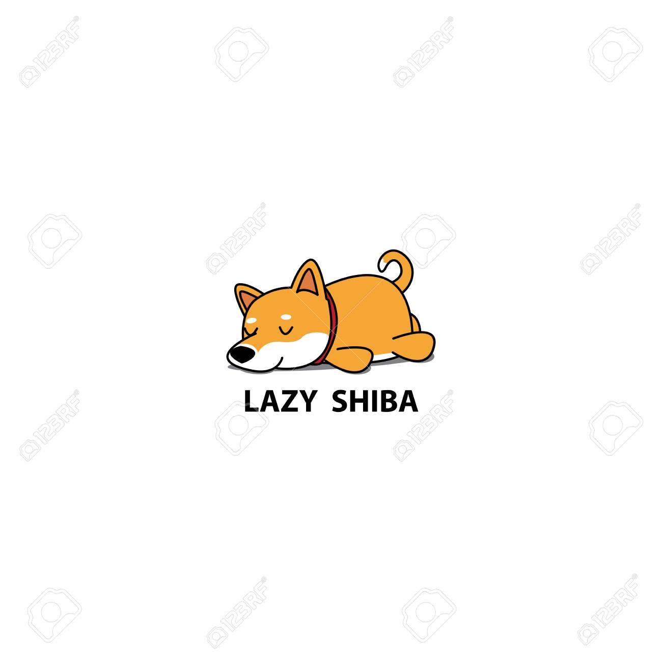 Lazy Dog Cute Shiba Inu Puppy Sleeping Icon Design Vector