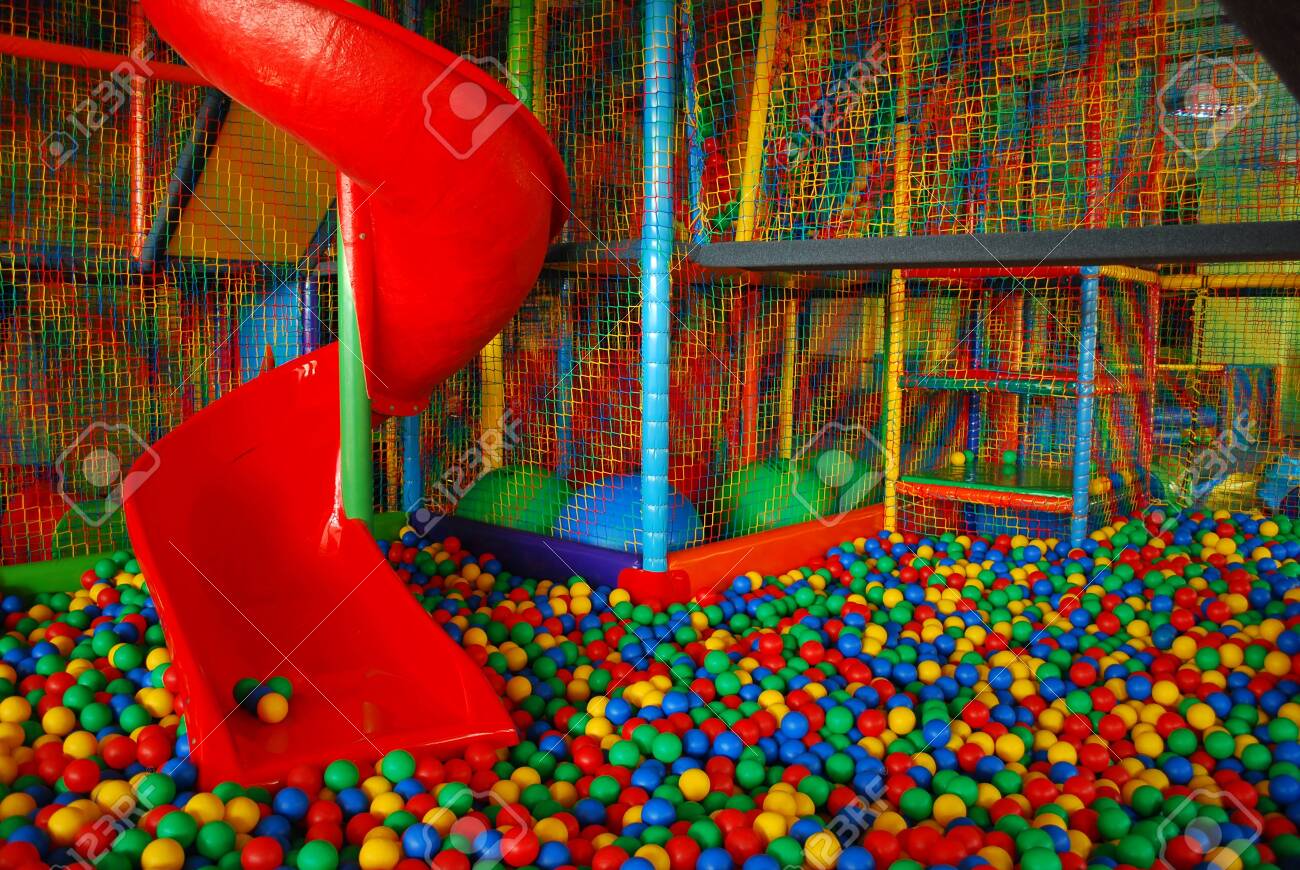 Indoor Playground For Kids And Baby With Big Red Slide Lizenzfreie Fotos Bilder Und Stock Fotografie Image 148544042