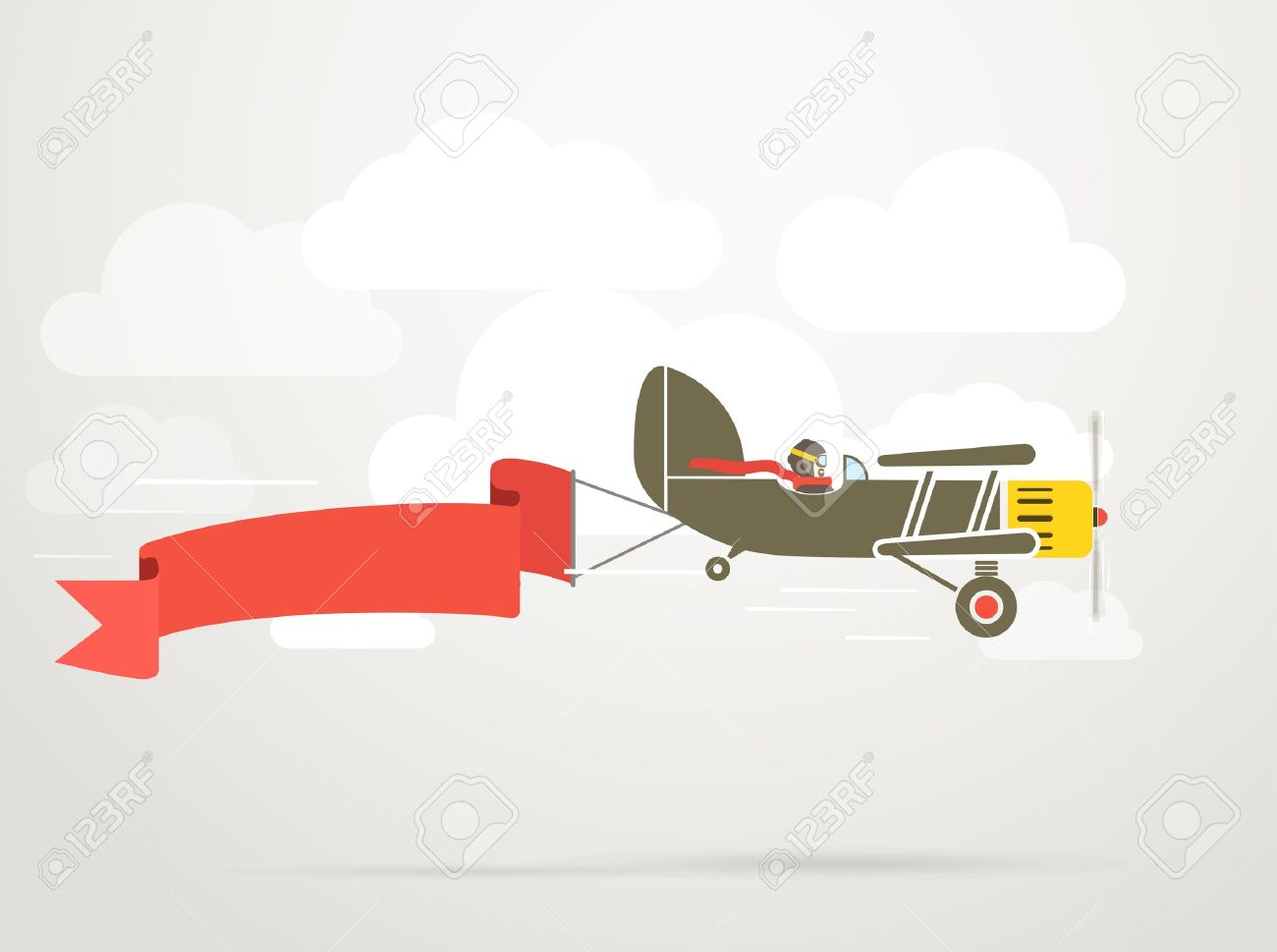 flying vintage plane with