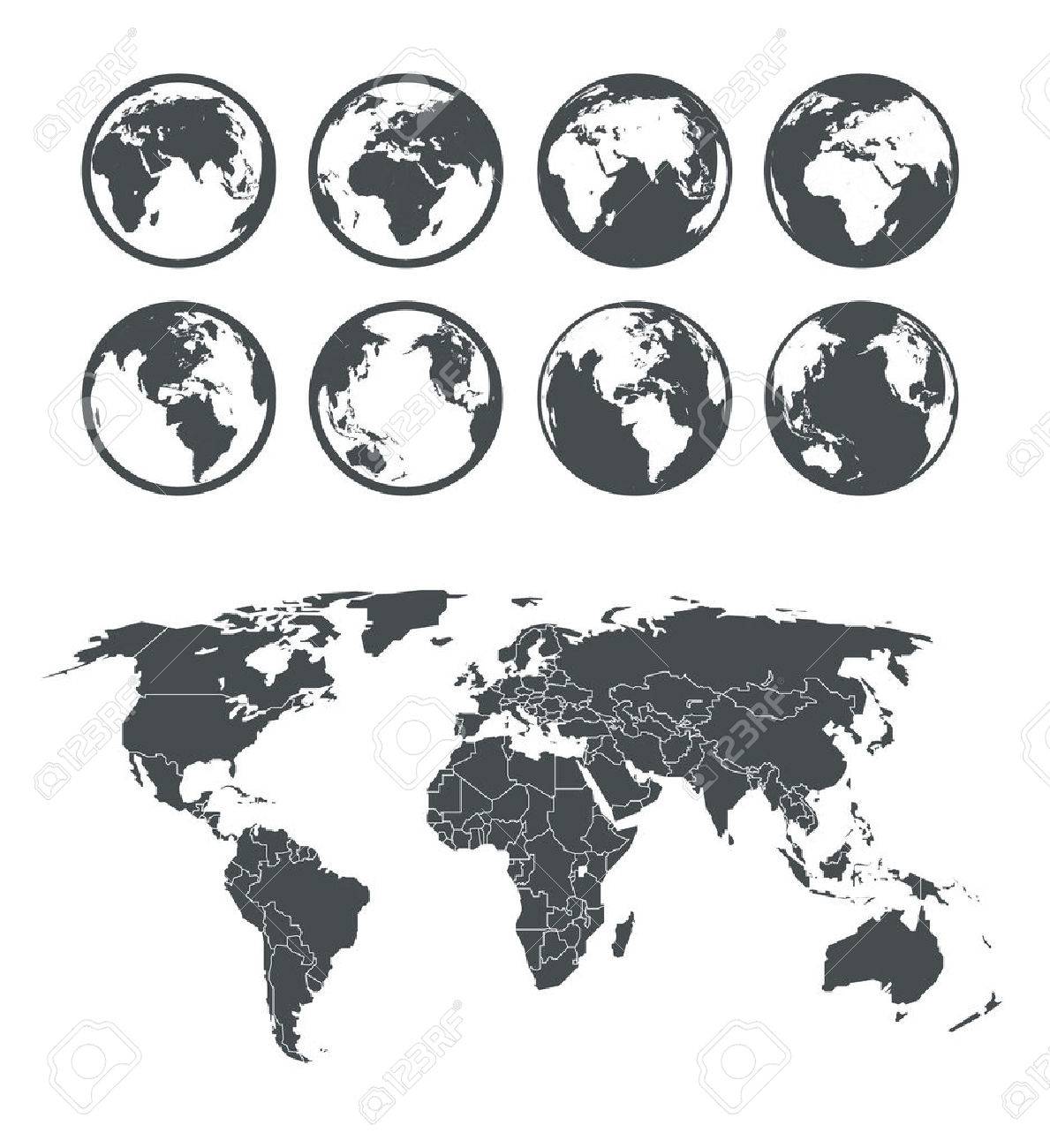 globe and earth map scheme collection selectable template royalty earth template