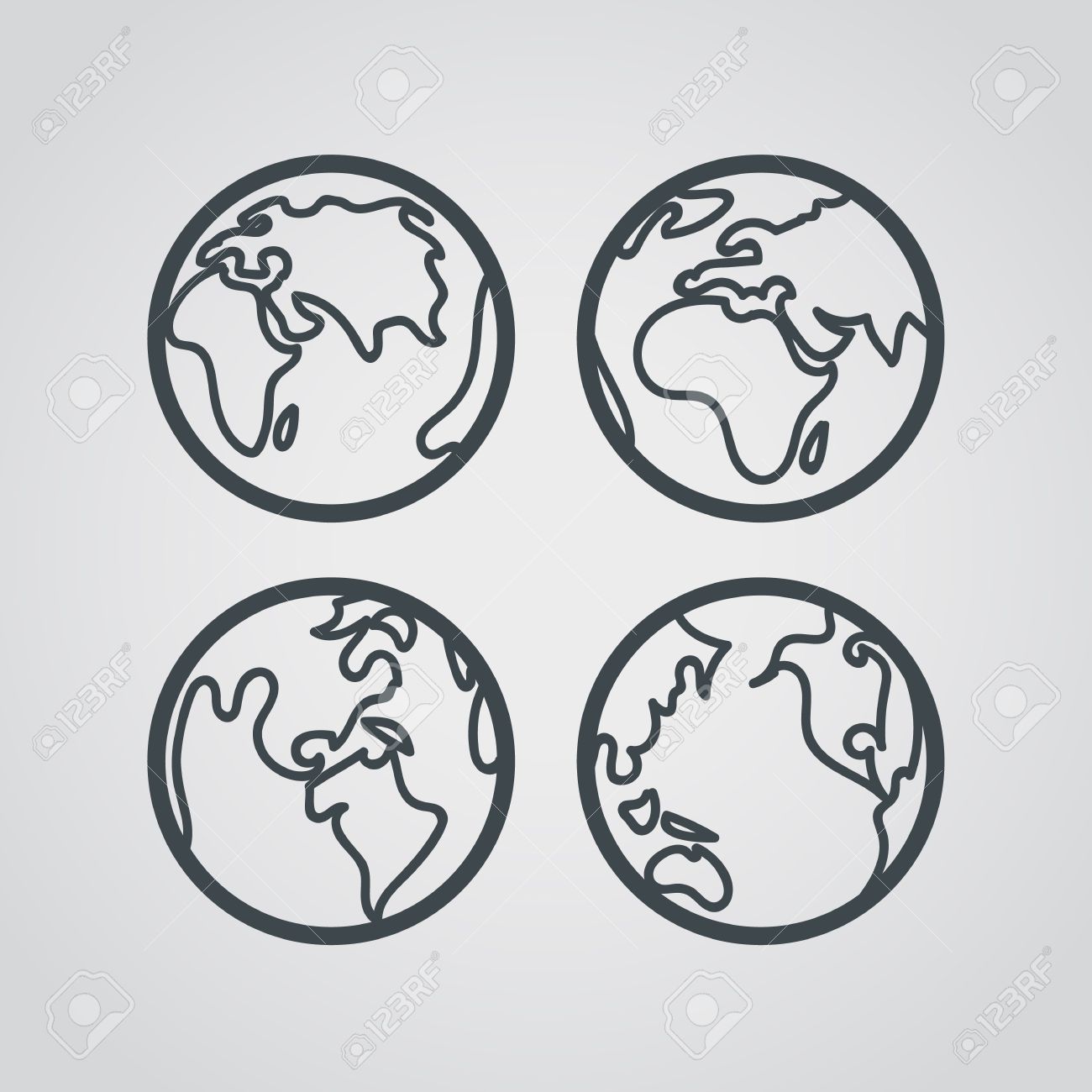 地球の Web アイコンのコレクション ラウンド線画デザイン ピクトグラムのイラスト素材 ベクタ Image