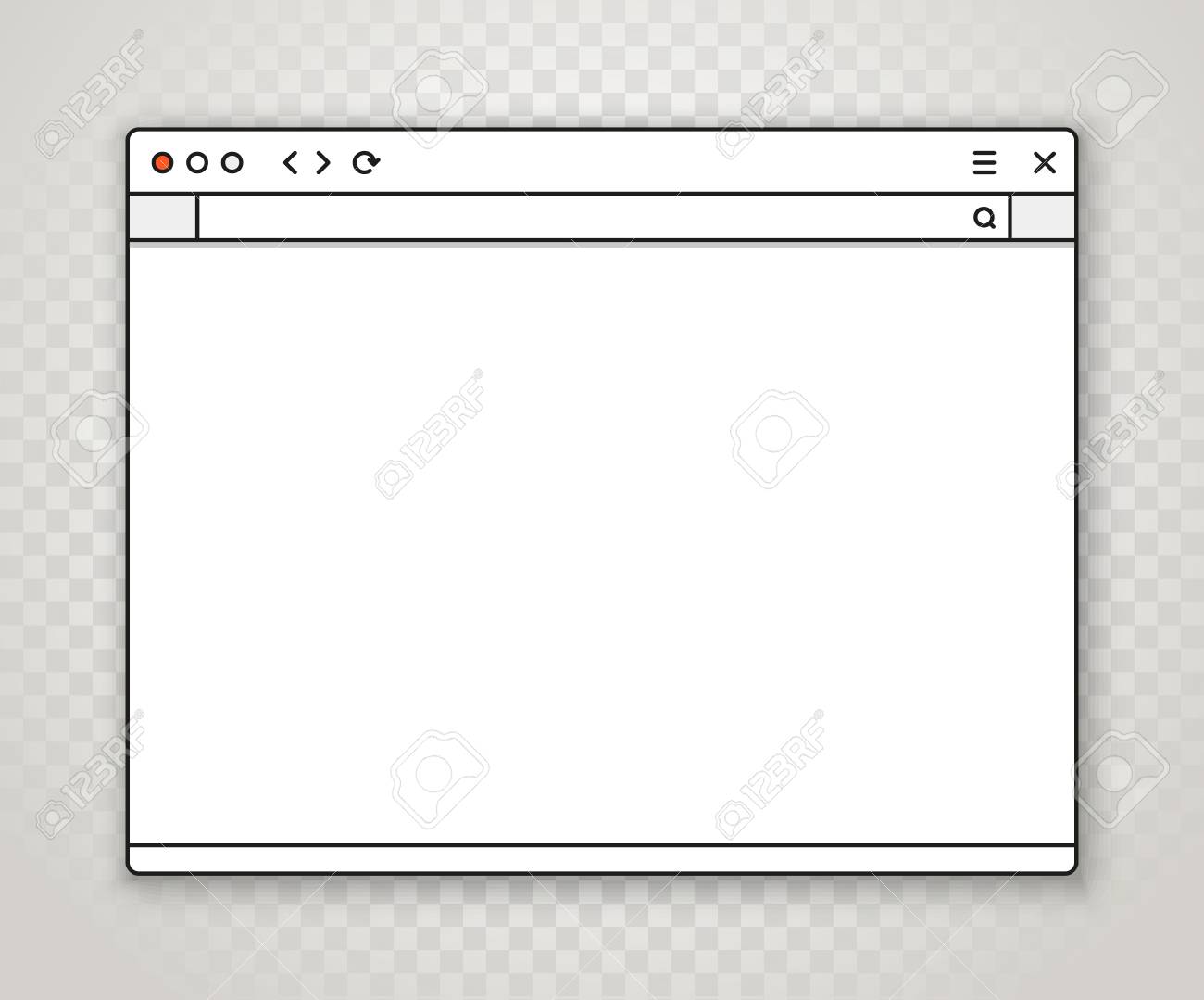 opened browser window template on transparent background past browser window