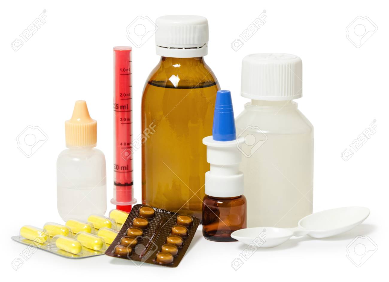 set of medicines for the treatment of various ailments and symptoms. Isolated on white background - 69755801 set of medicines for the treatment of various ailments and symptoms. Isolated on white background - 69755801
