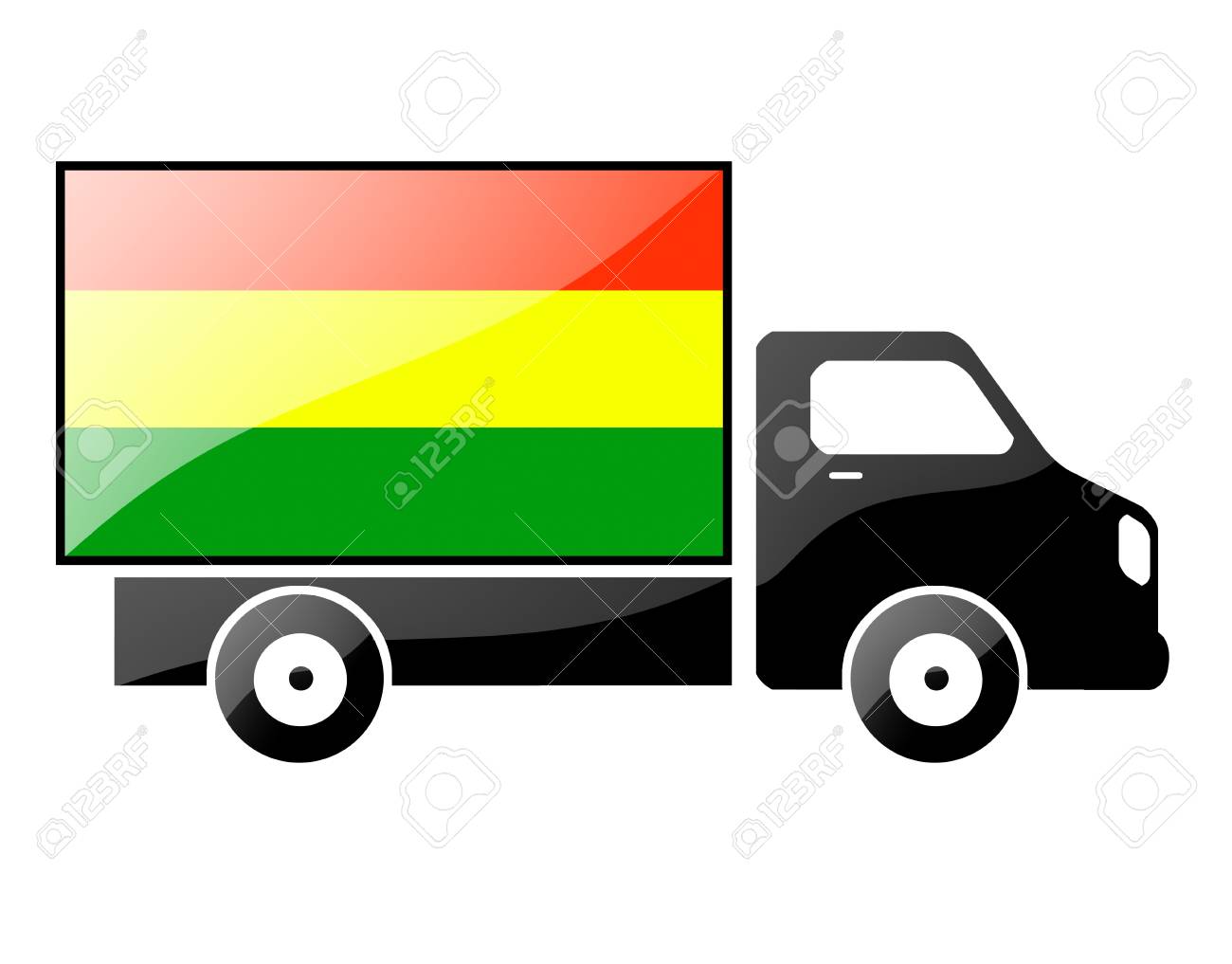 ボリビアの旗はトラックのシルエットに描かれました 光沢のあるイラスト の写真素材 画像素材 Image