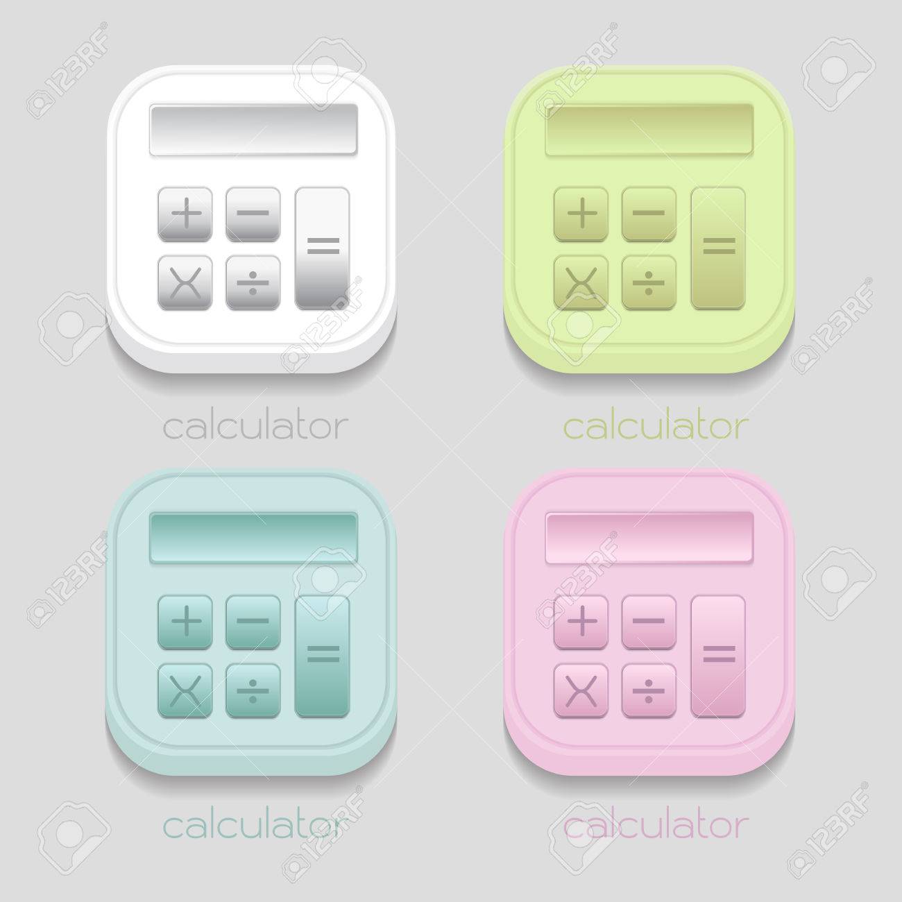 ベクトル計算機アイコン 白 青 緑 灰色の背景にピンク のイラスト素材 ベクタ Image