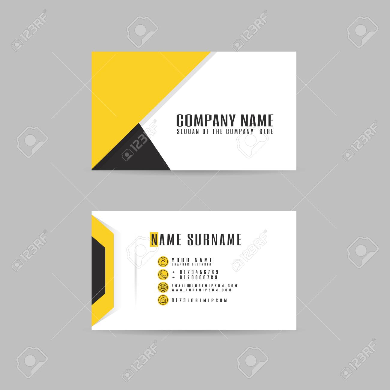 Download Vector Modern Simple Light Business Card Yellow Template With Royalty Free Cliparts Vectors And Stock Illustration Image 107955389 PSD Mockup Templates