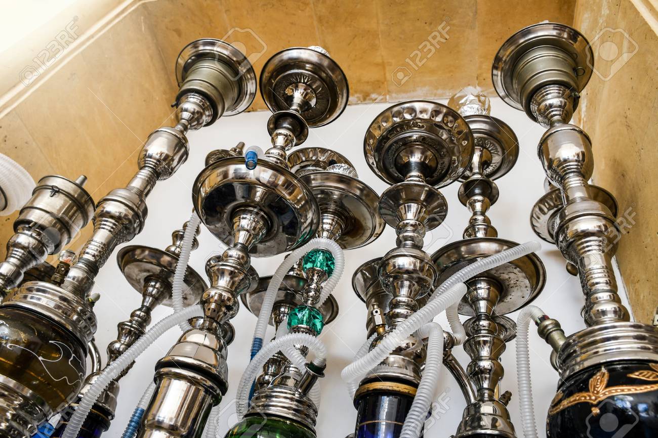 Group Of Metal Shinny Shisha Water Pipes For Smoking Tobacco.. Stock Photo, Picture And Royalty Free Image. Image 120367906.