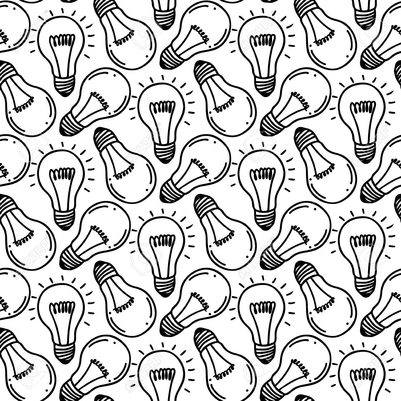 lamp light bulb hand drawn seamless pattern design light bulbs