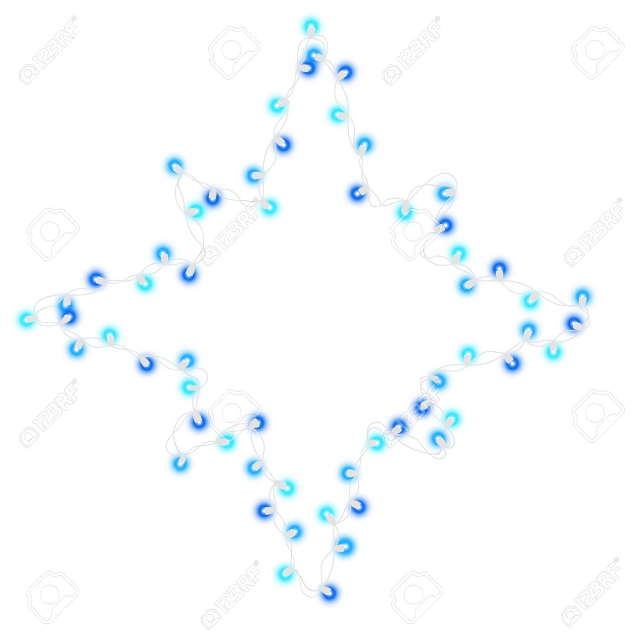 黒い背景に隔離された星形の輝く弦電球の花輪 透明感のあるリアルな新年パーティーデコレーションのベクトルイラスト カードデザインのための光光 のイラスト素材 ベクタ Image