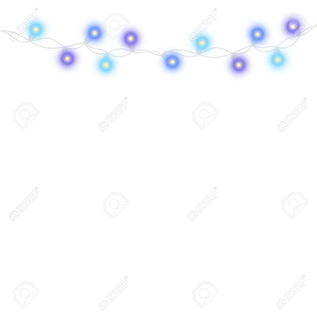 黒い背景に分離された文字列ライトガーランドとテキストスペース クリスマスのベクトルイラスト 透明感のある新年パーティーの装飾 カードデザインのための光光 ライトの境界線 のイラスト素材 ベクタ Image